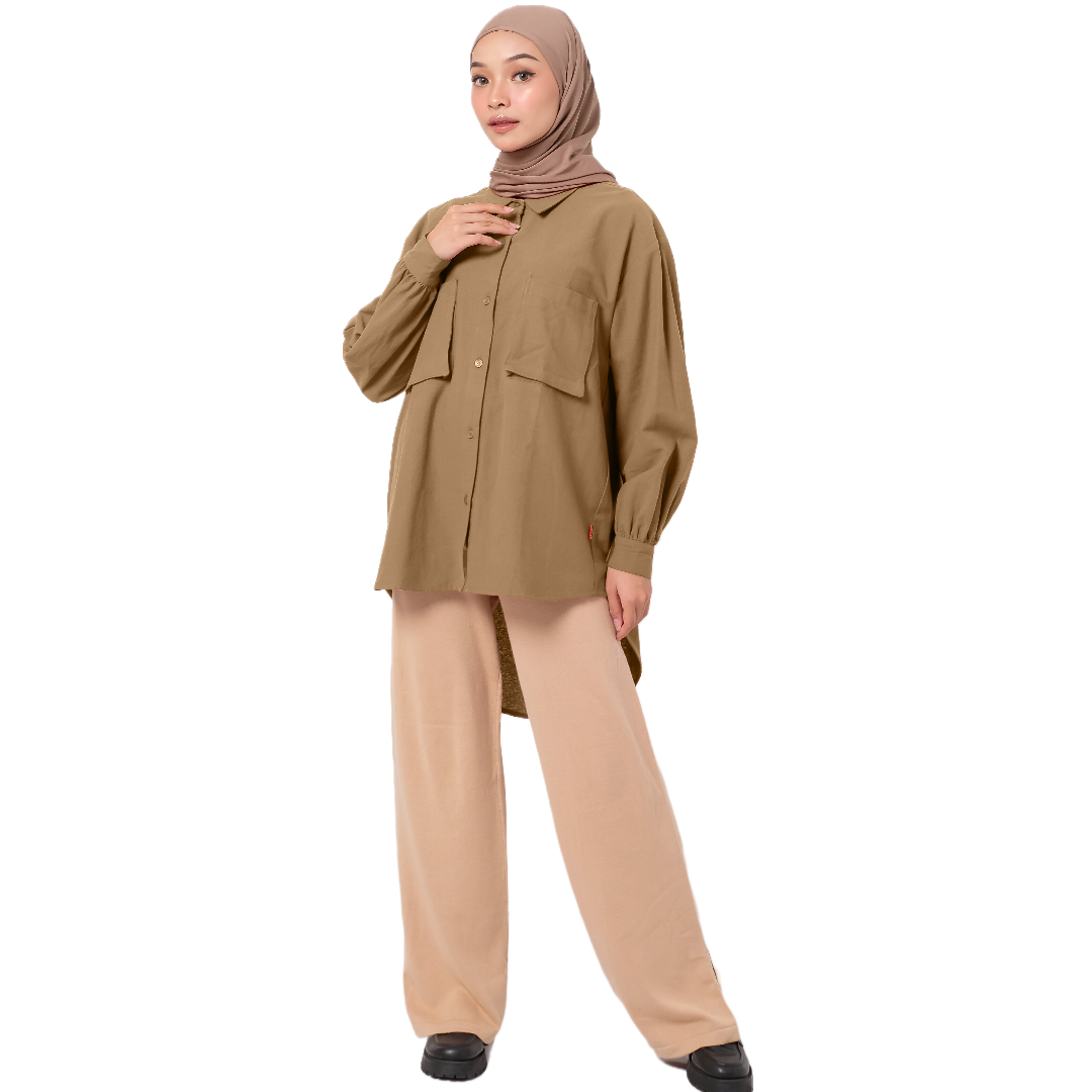 M Tunik Pocket Linen - Latte