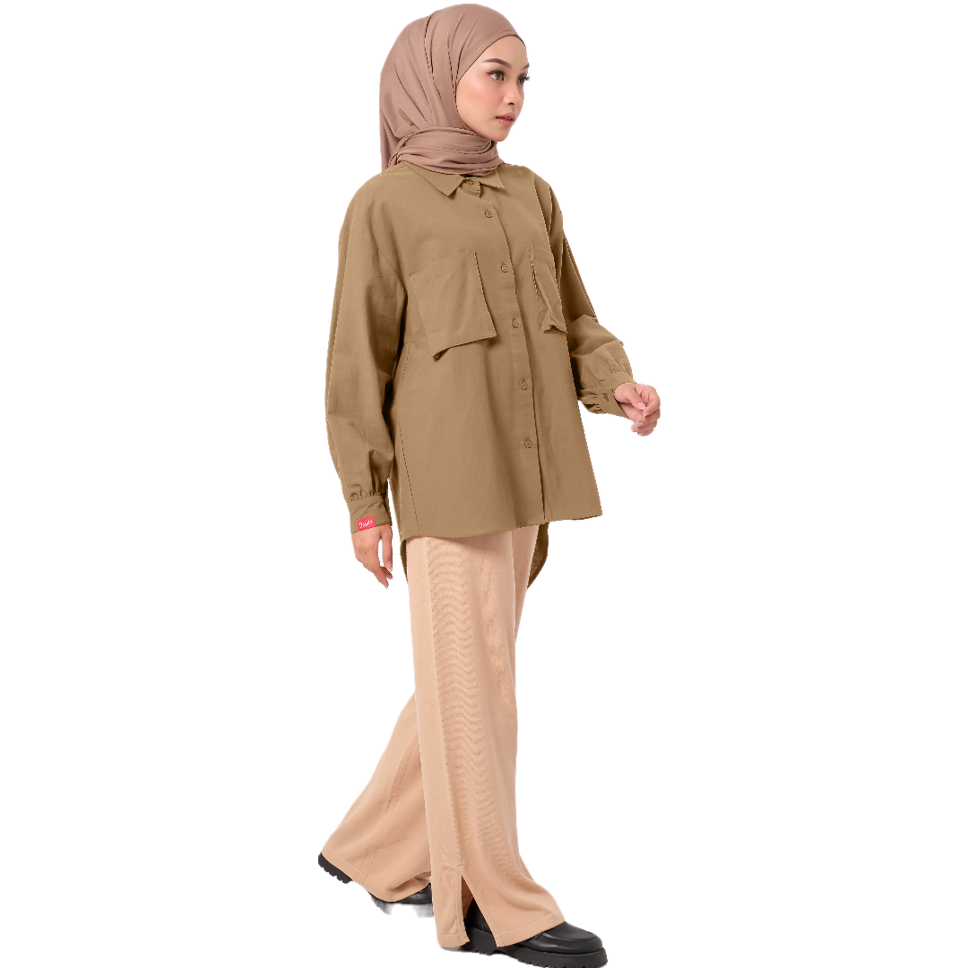 M Tunik Pocket Linen - Latte