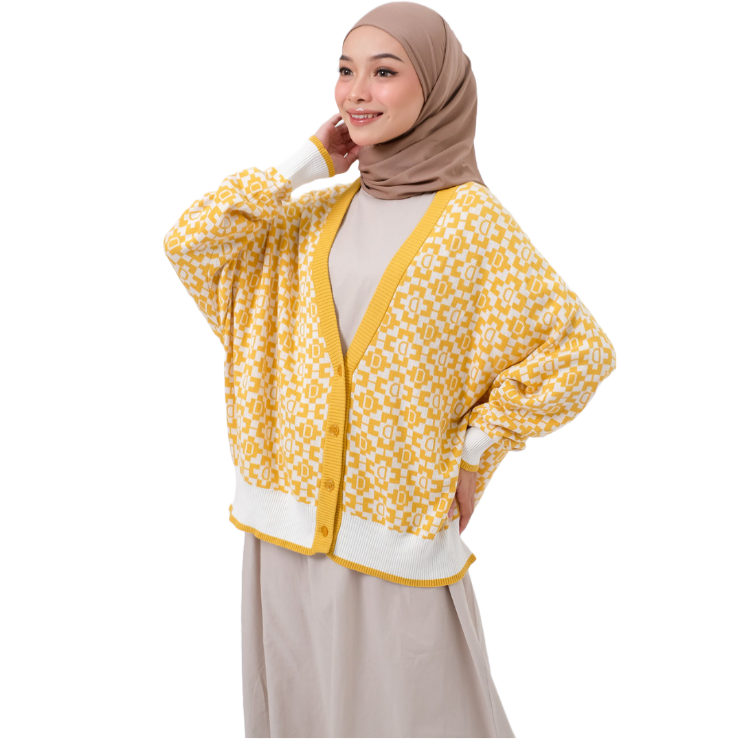Cardi Knit Monogram - Kuning