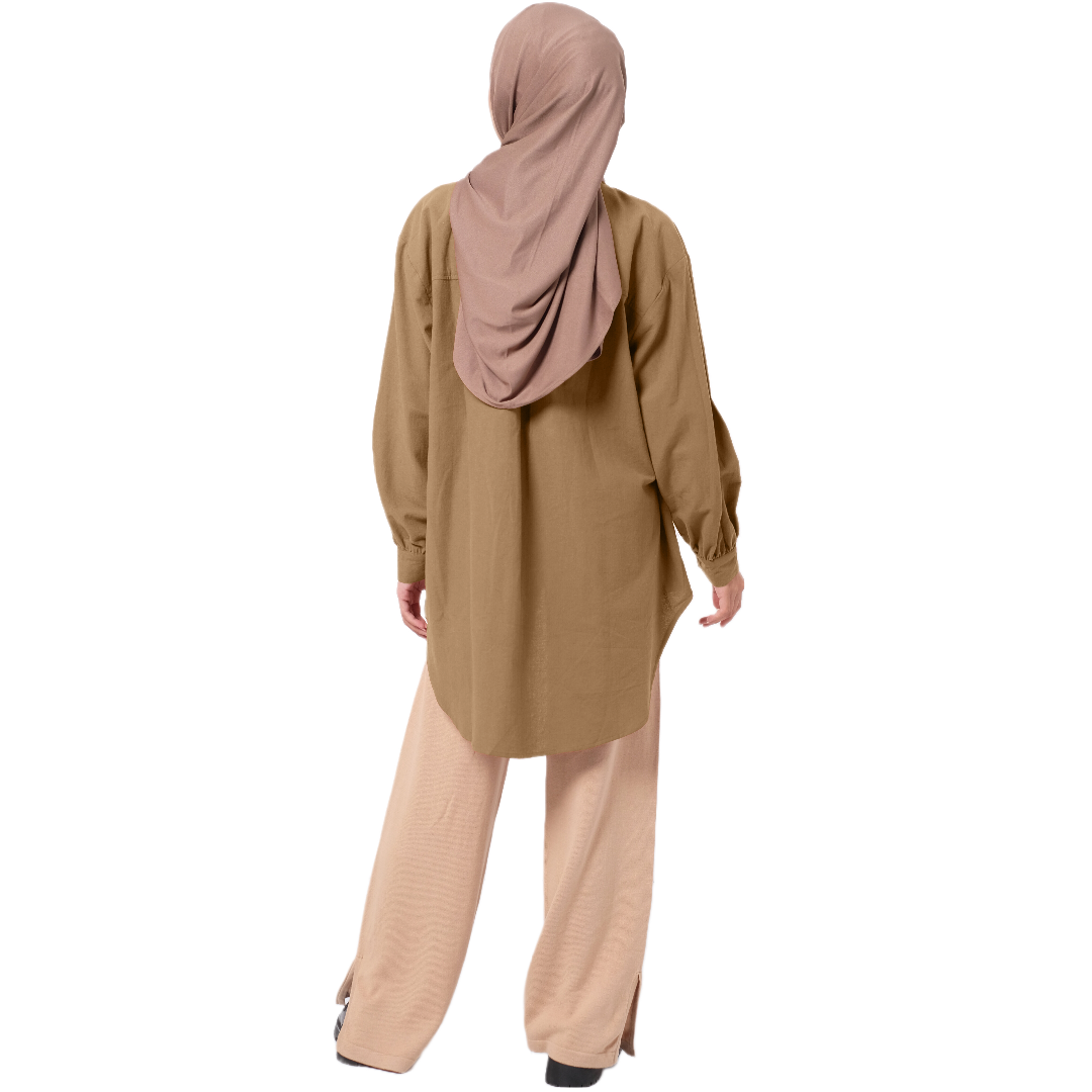 M Tunik Pocket Linen - Latte