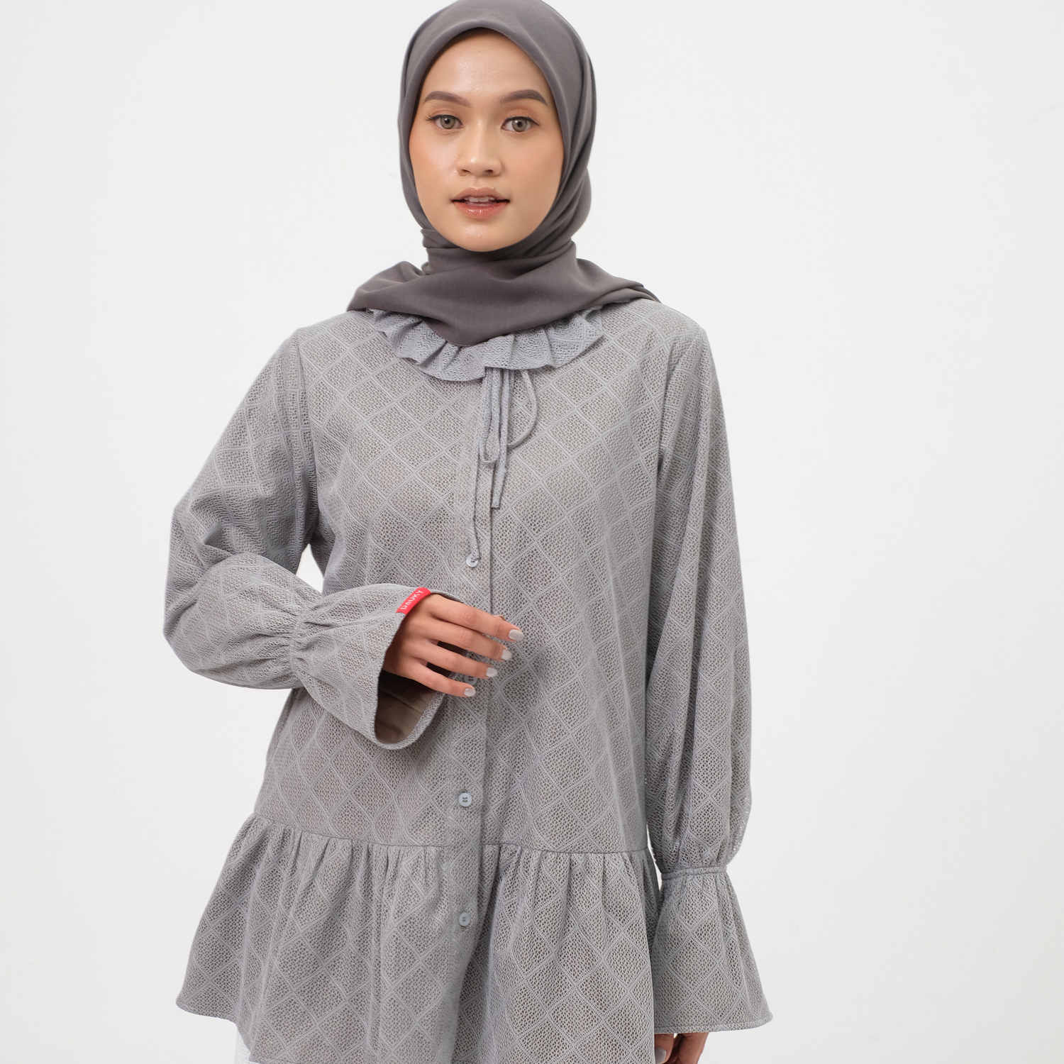 M Tunik Lace Katun Ruffless - Sage Green