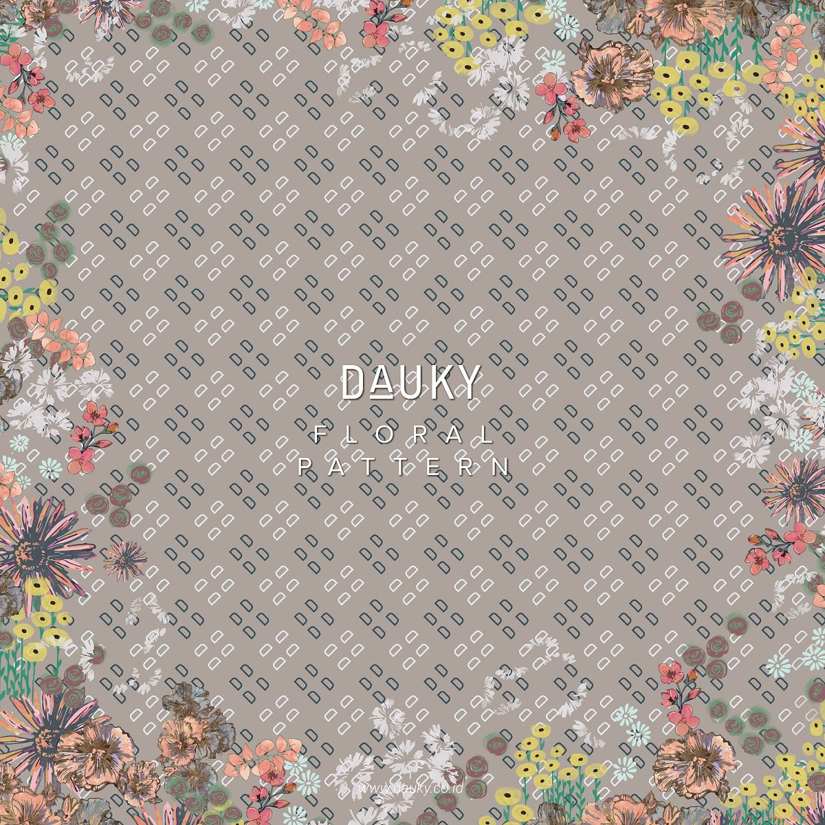 Floral Pattern Premium Scarf - Grey