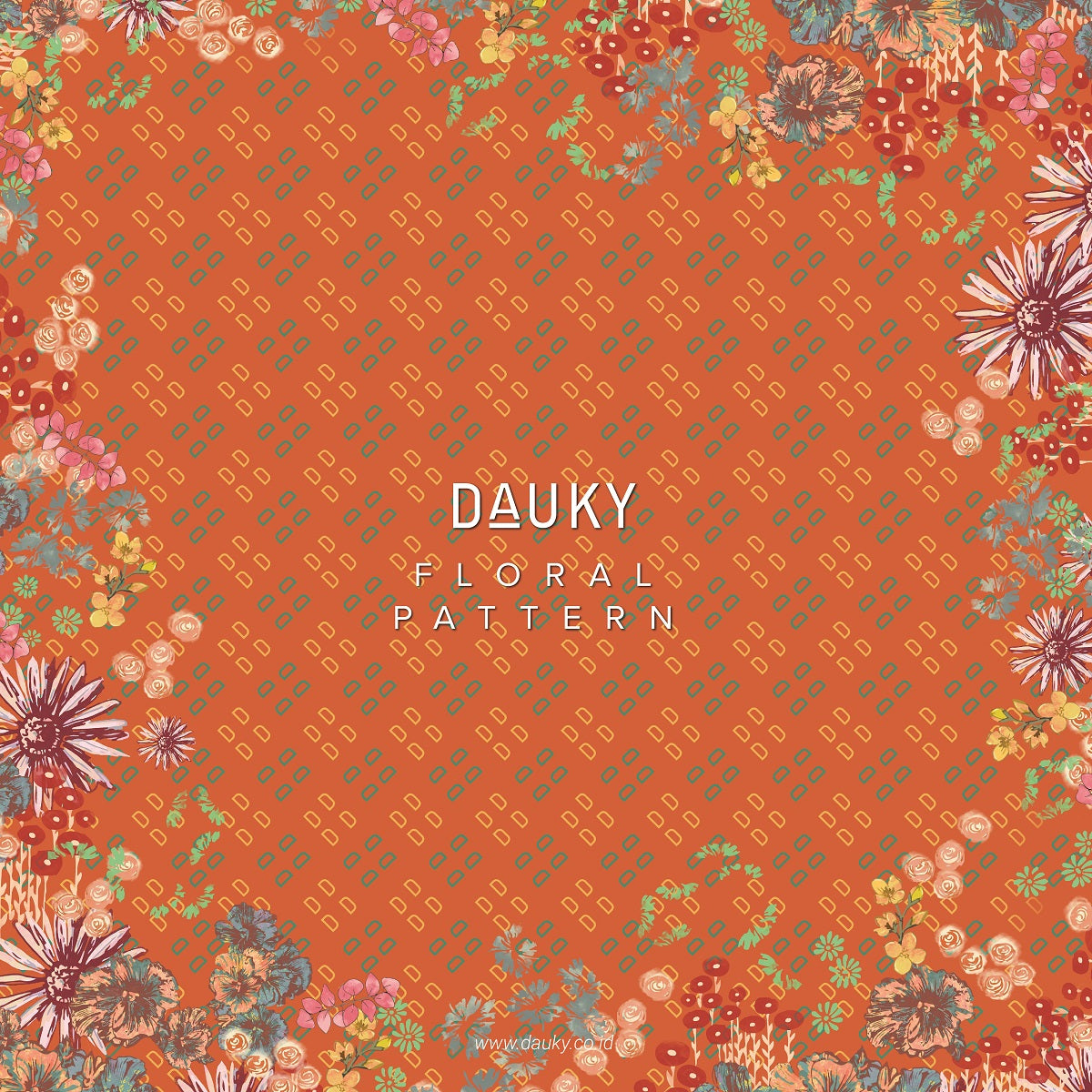 Floral Pattern Premium Scarf - Orange