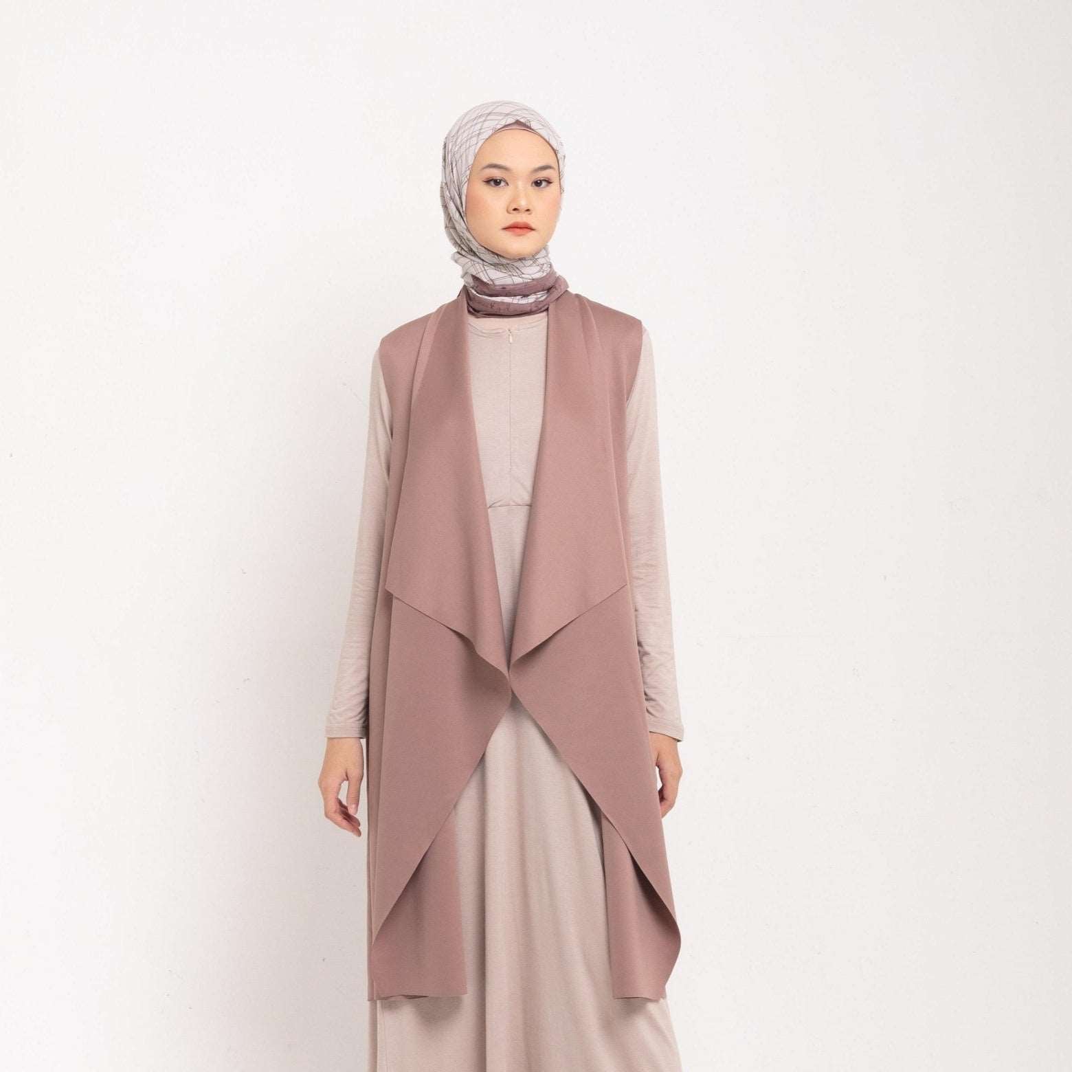 Cardigan Atasan Wanita Dauky Vest Scuba Ruffles Executive Collection - Coklat Tua