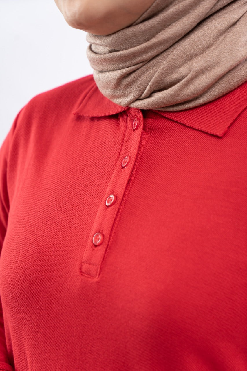 DAUKY Atasan Wanita Tunik Ladies Polo Shirt - Merah