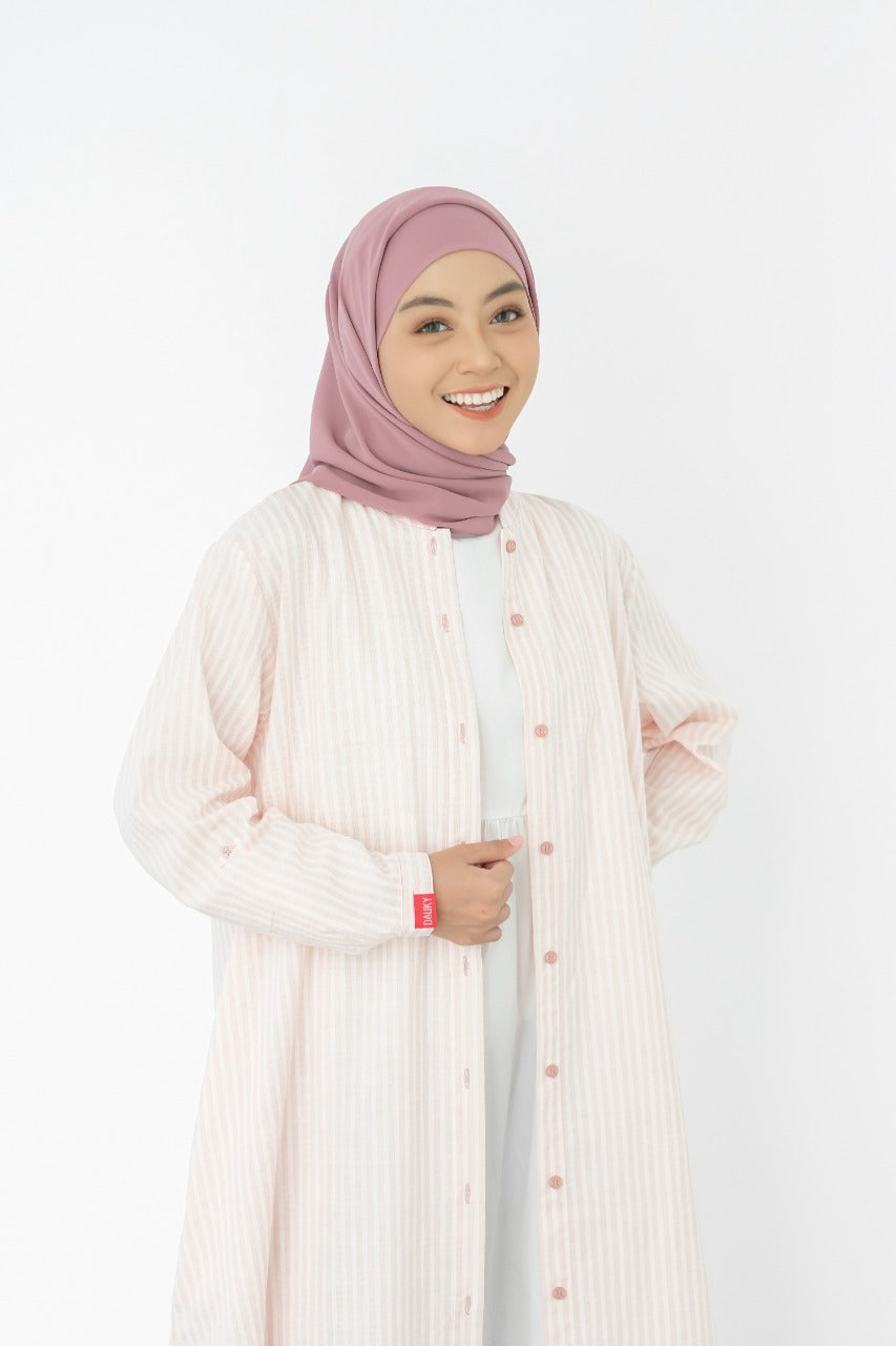 M Dress Oversize Stripe - Dusty Pink