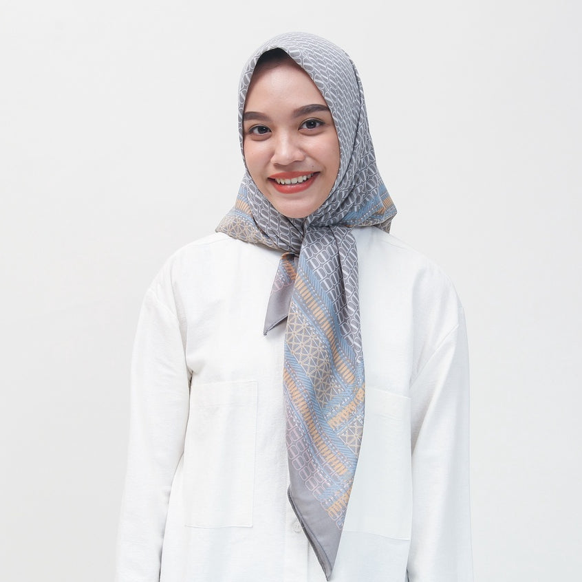 Double Border Scarf - Grey