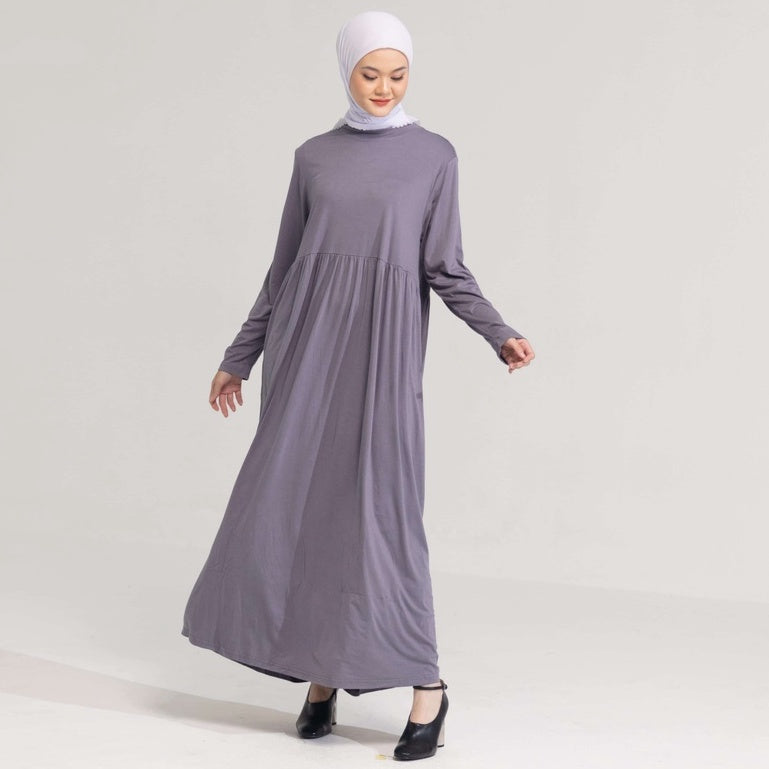 Dress Wanita Muslim Dauky Gamis Inner Dress Laudya - Silvergrey