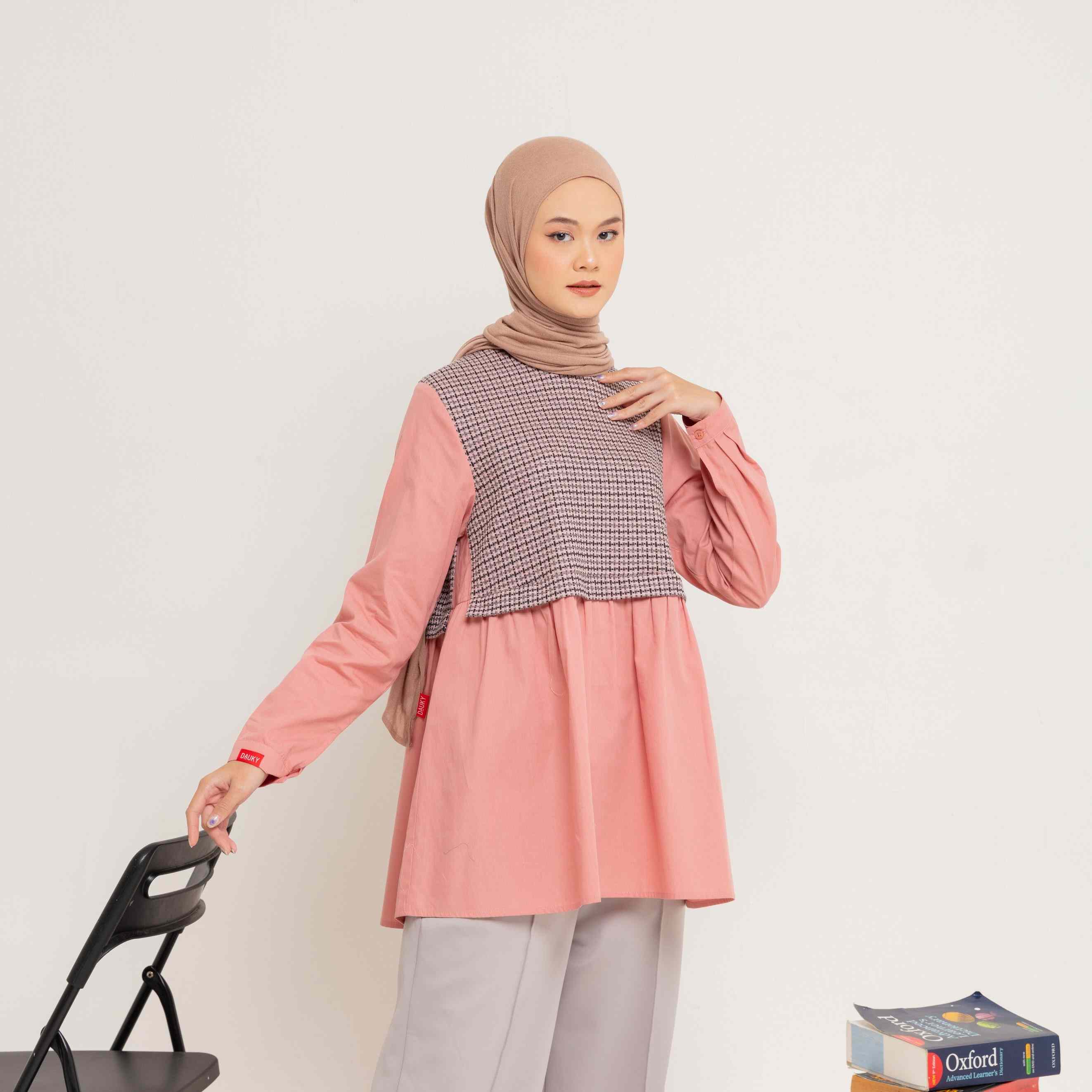 M Tunik Knit Tweed Katun - Pink