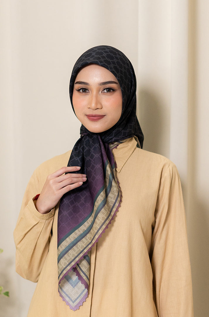 Bordered Geo Premium Scarf - Black