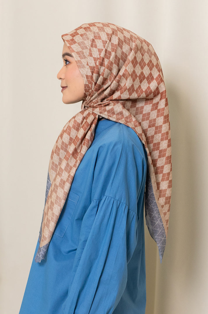 Classic Geo Premium Scarf - Teracotta