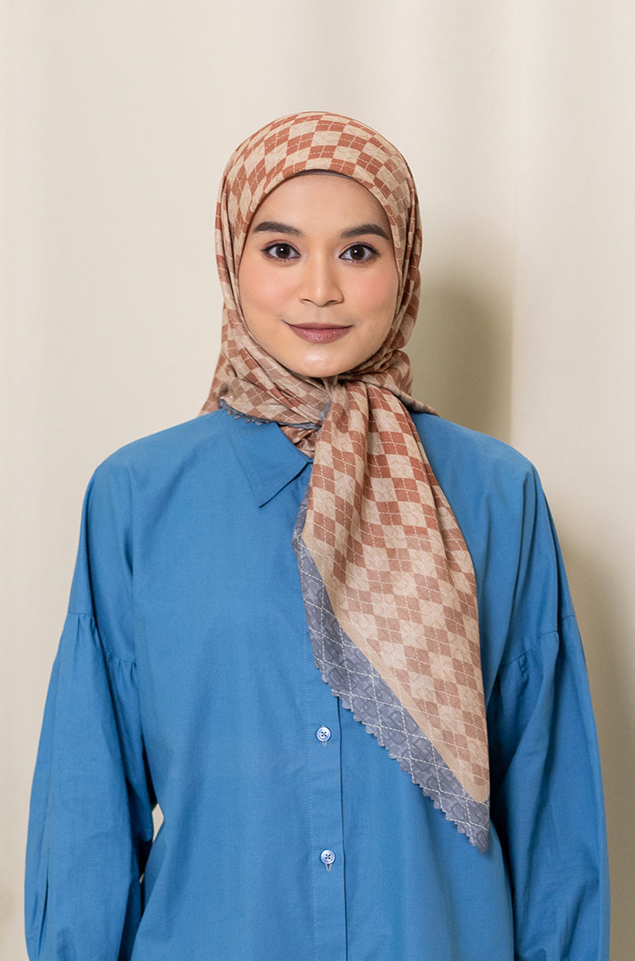 Classic Geo Premium Scarf - Teracotta