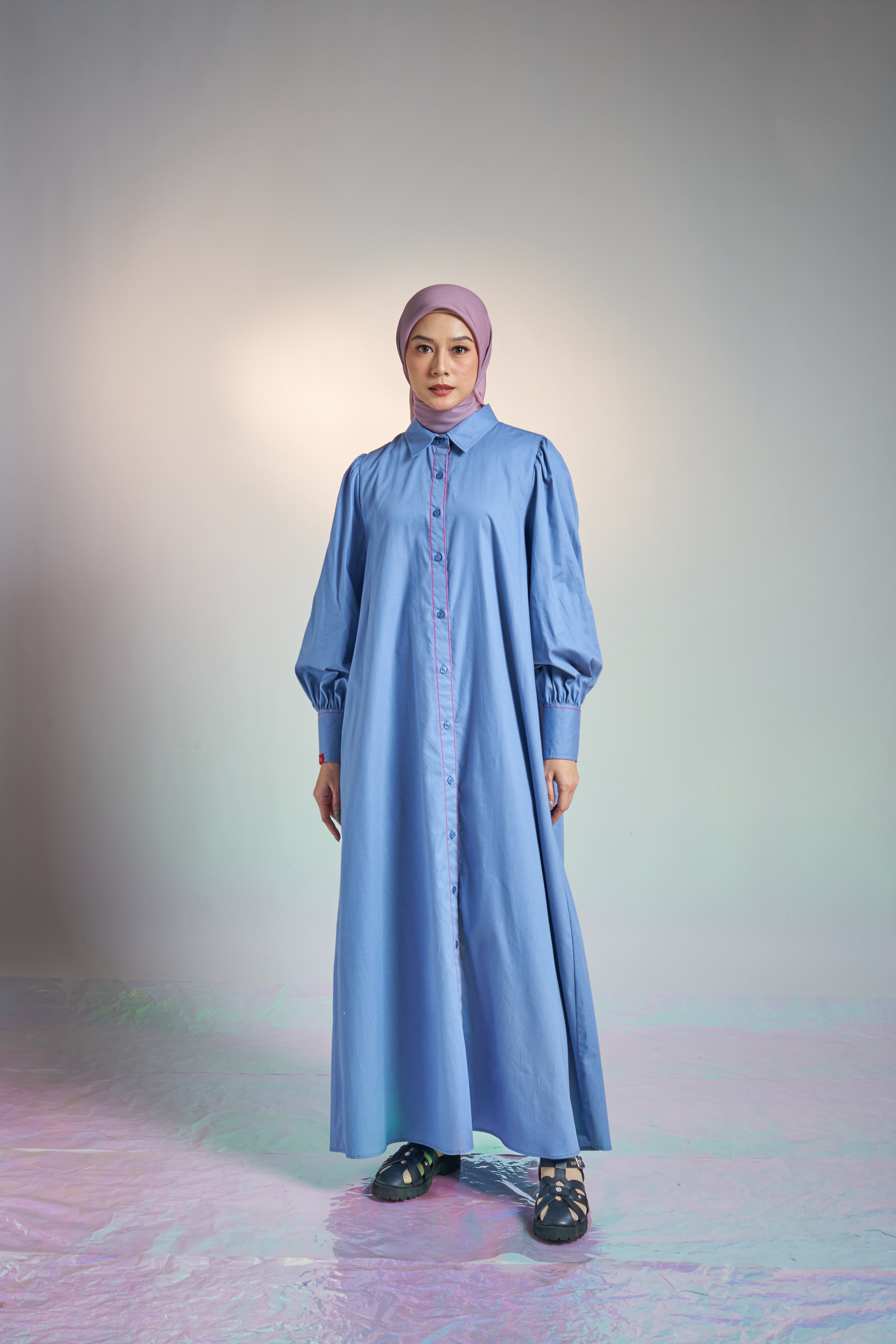 L DRESS AIRY COTTON - DENIM