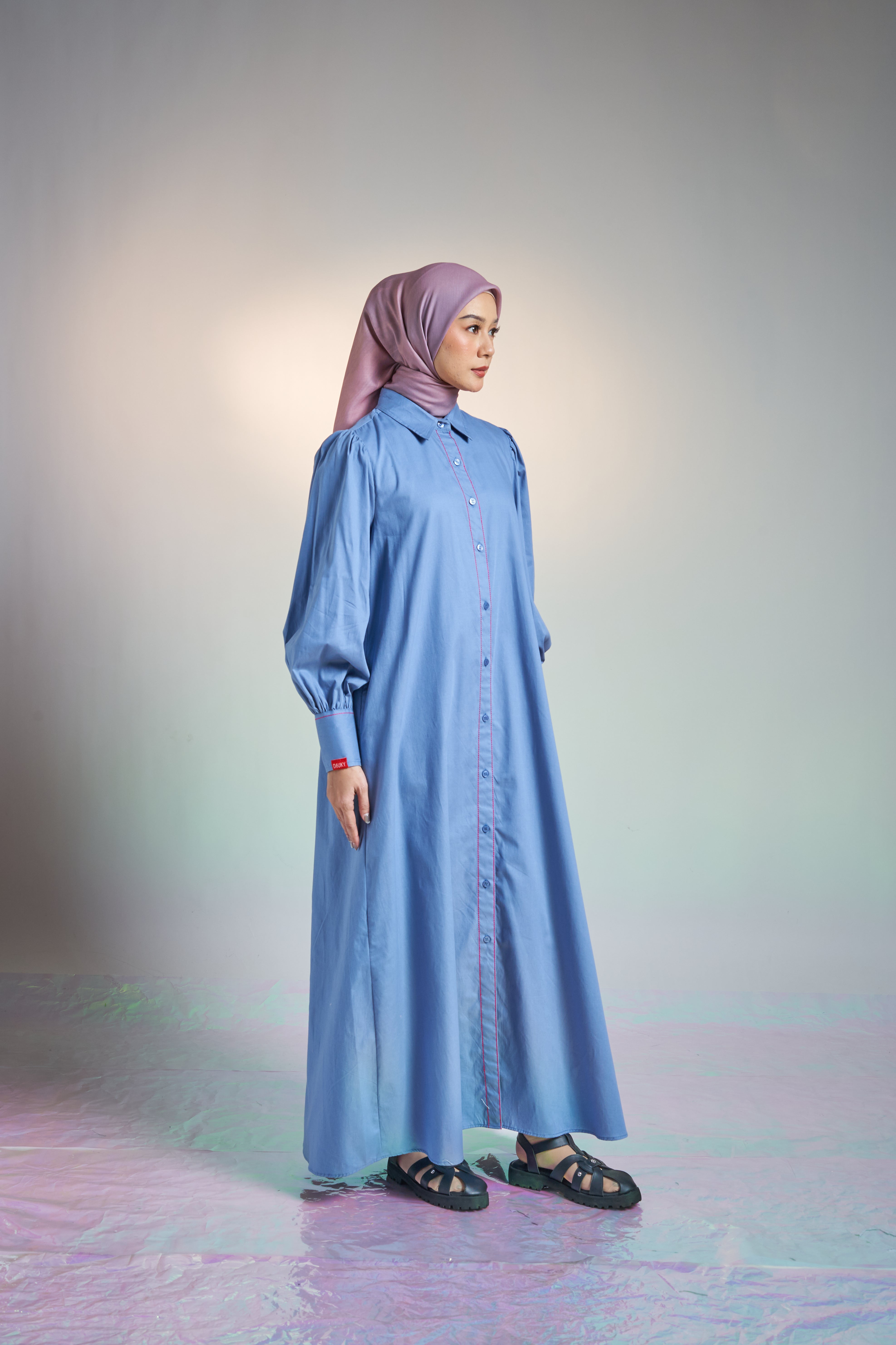 L DRESS AIRY COTTON - DENIM