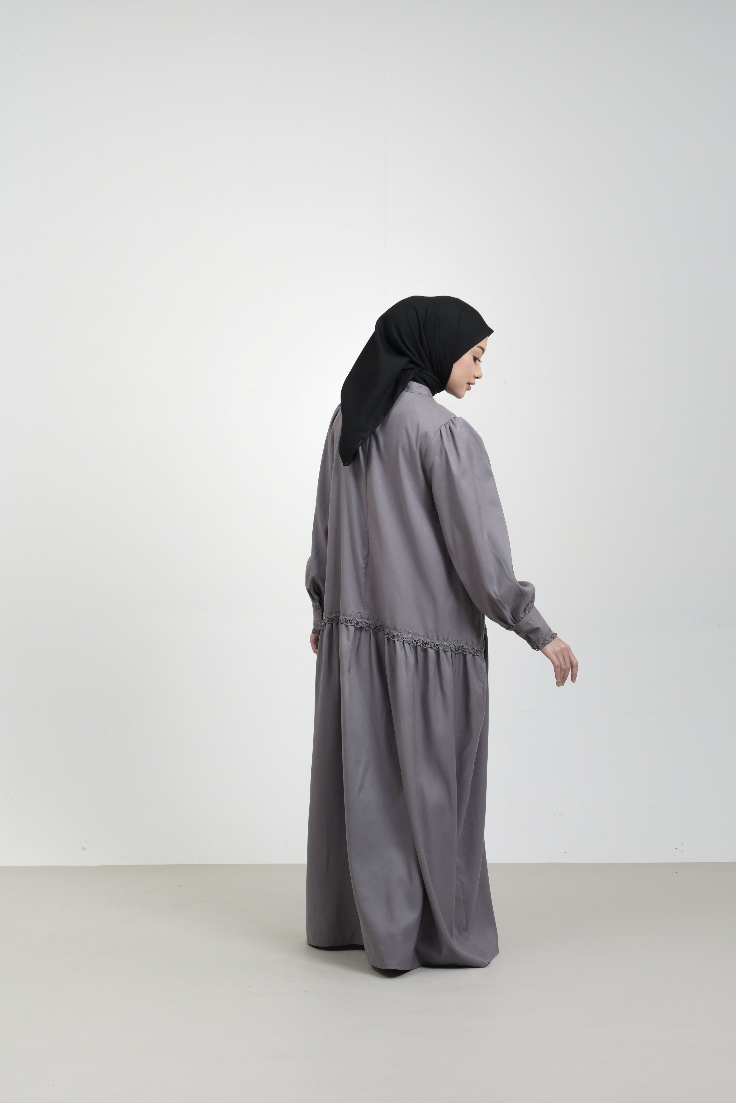 L Dress Puff Lined Lace