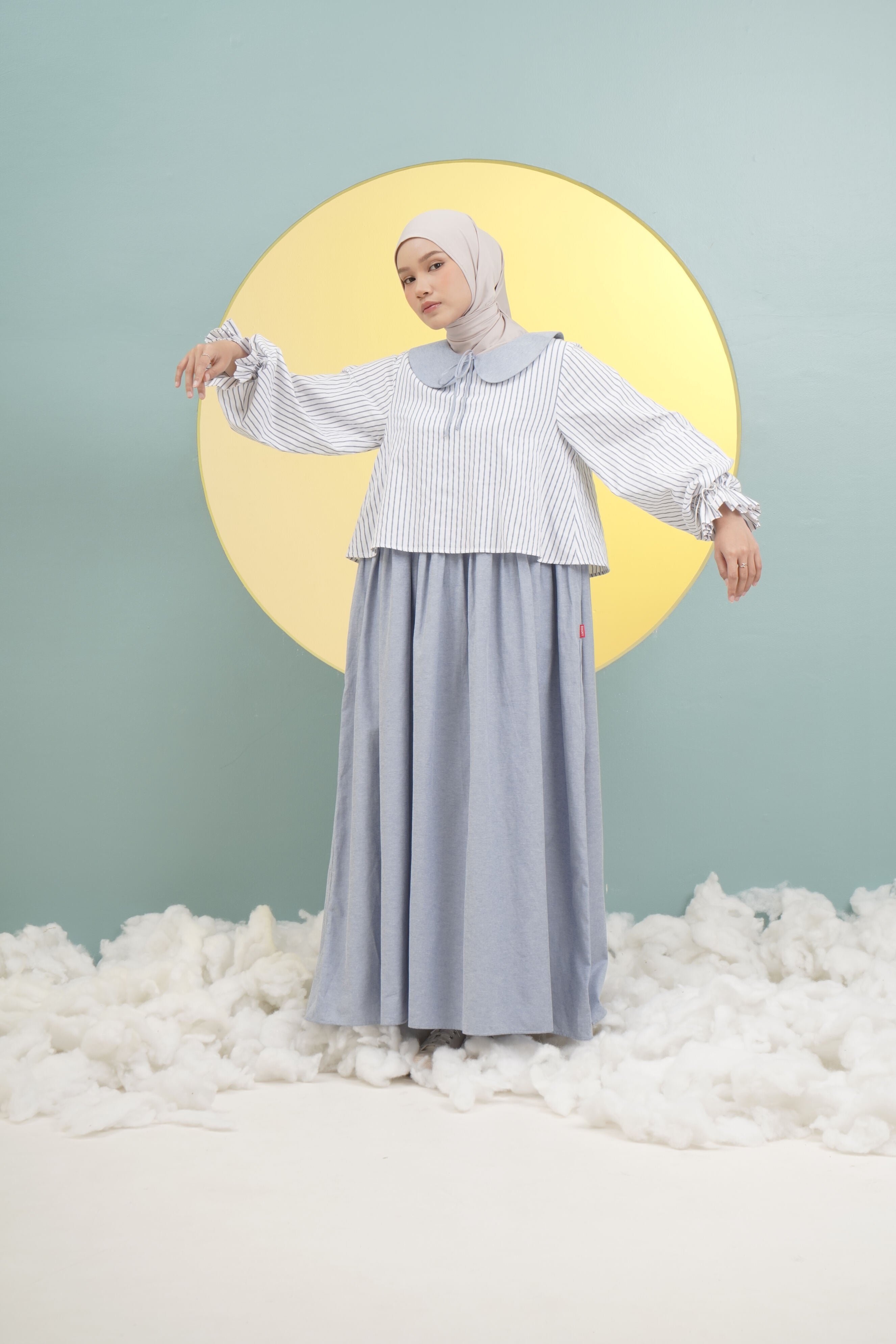L DRESS DENIM STRIPE