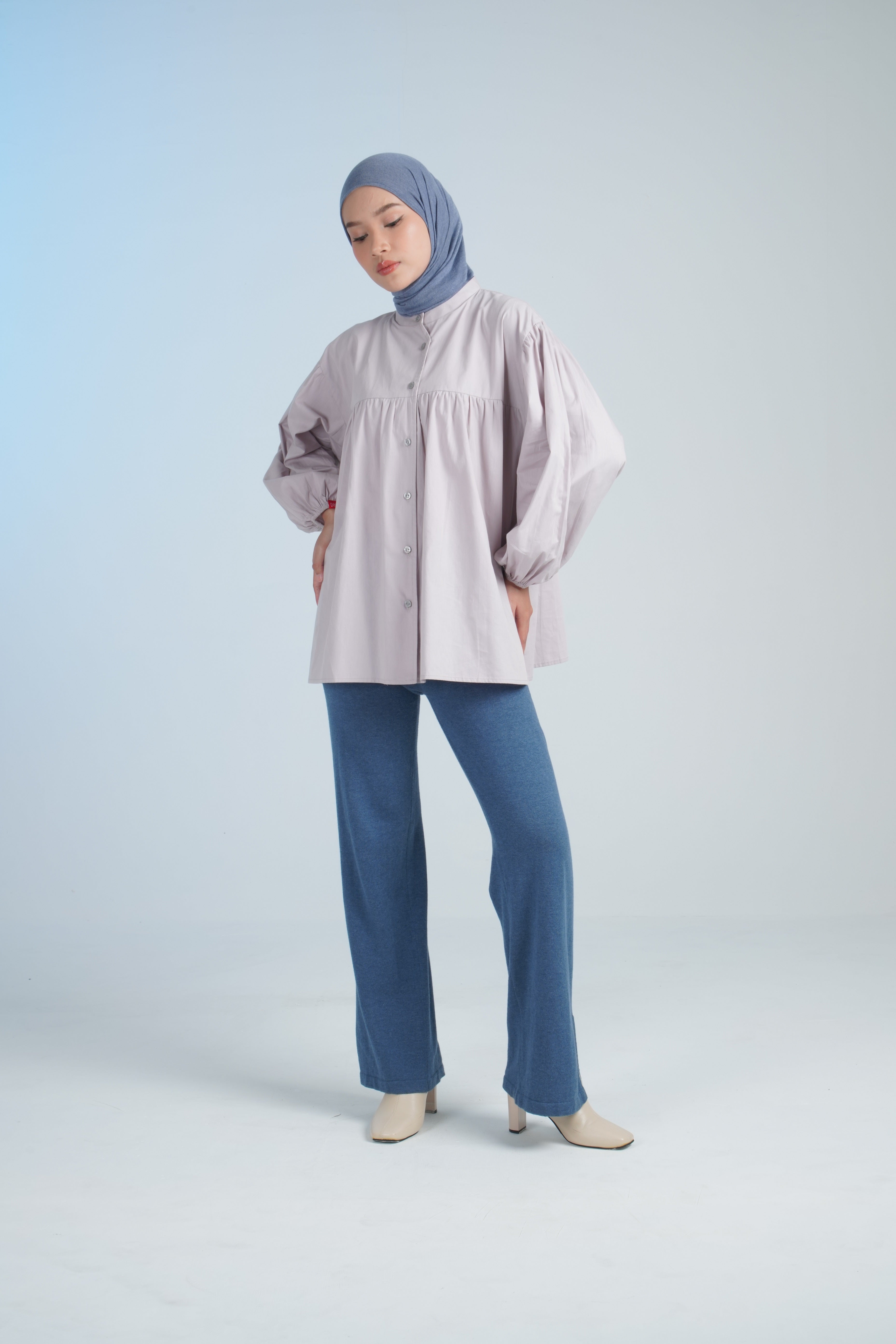 S TUNIC FRILL POPLIN