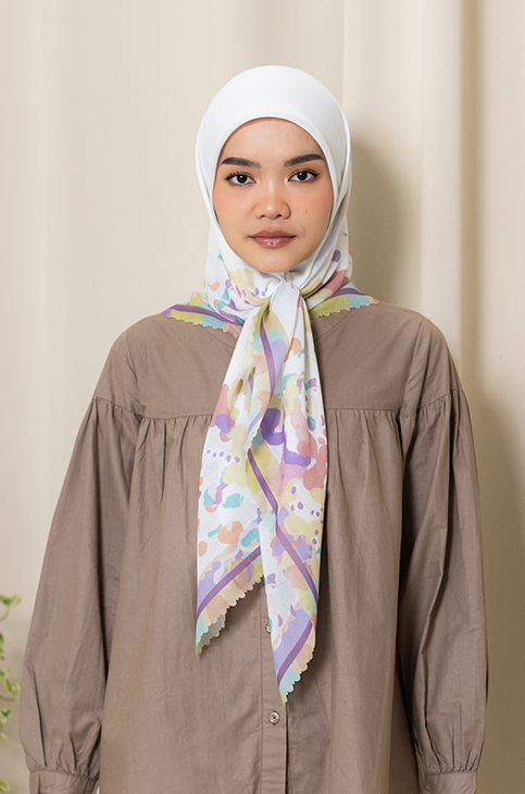 Oil Spread Premium Scarf - Coconut White