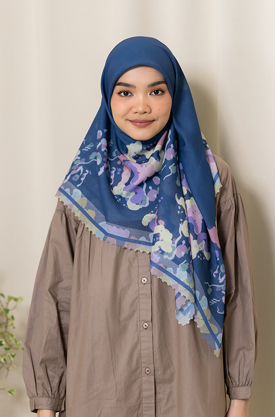 Oil Spread Premium Scarf - Steel Blue