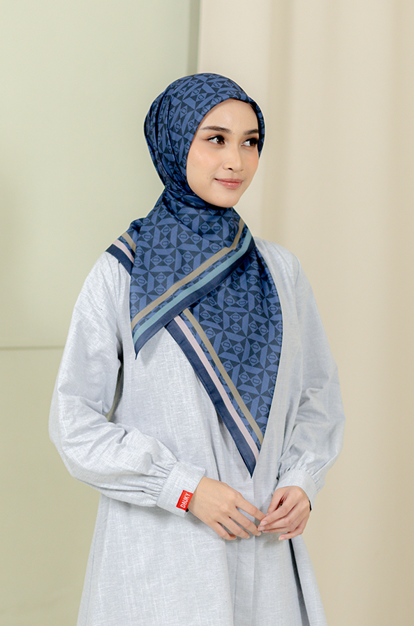 Geo Monogram Scarf - Navy