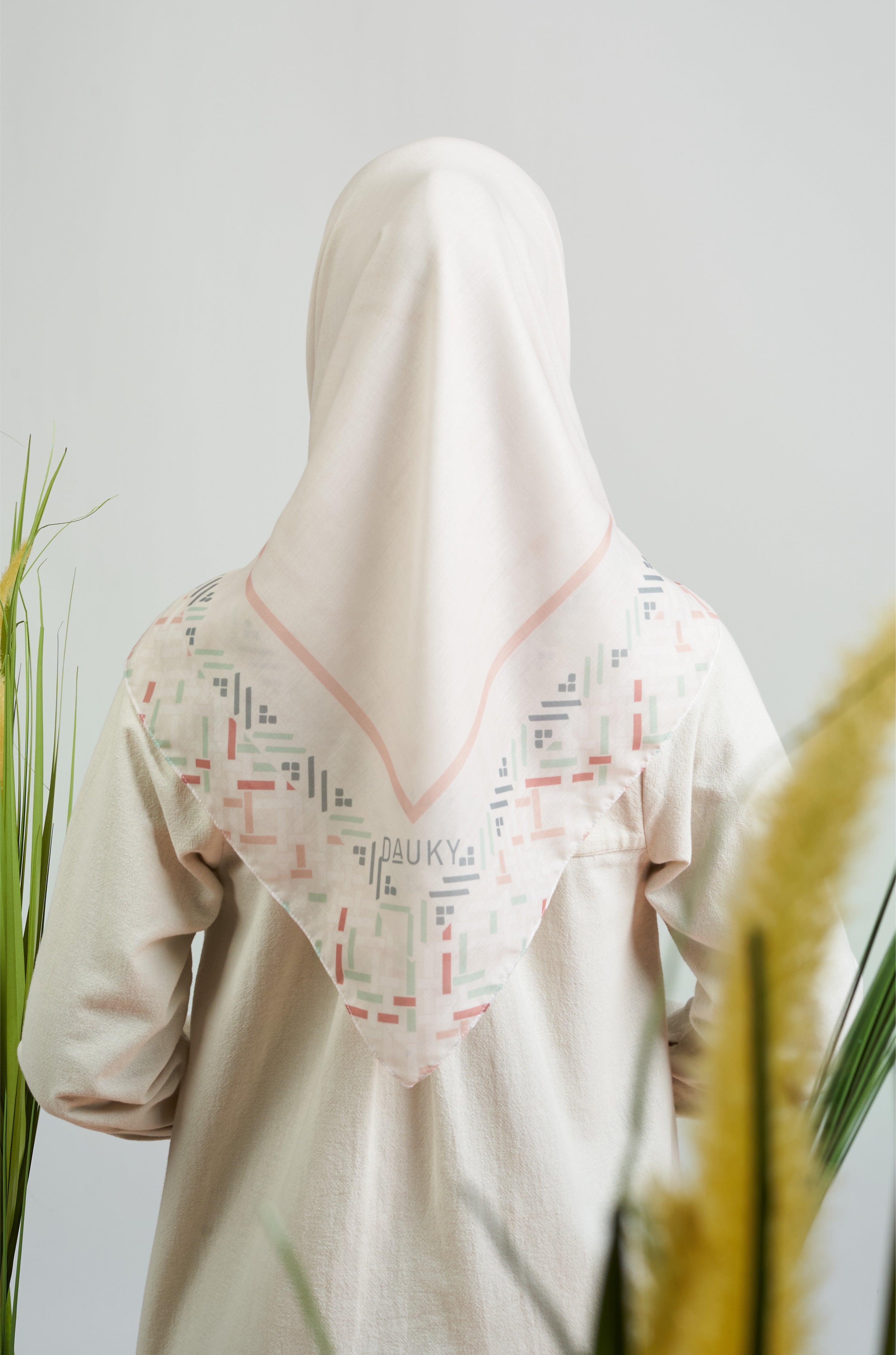Decorative Geo Scarf - Cream