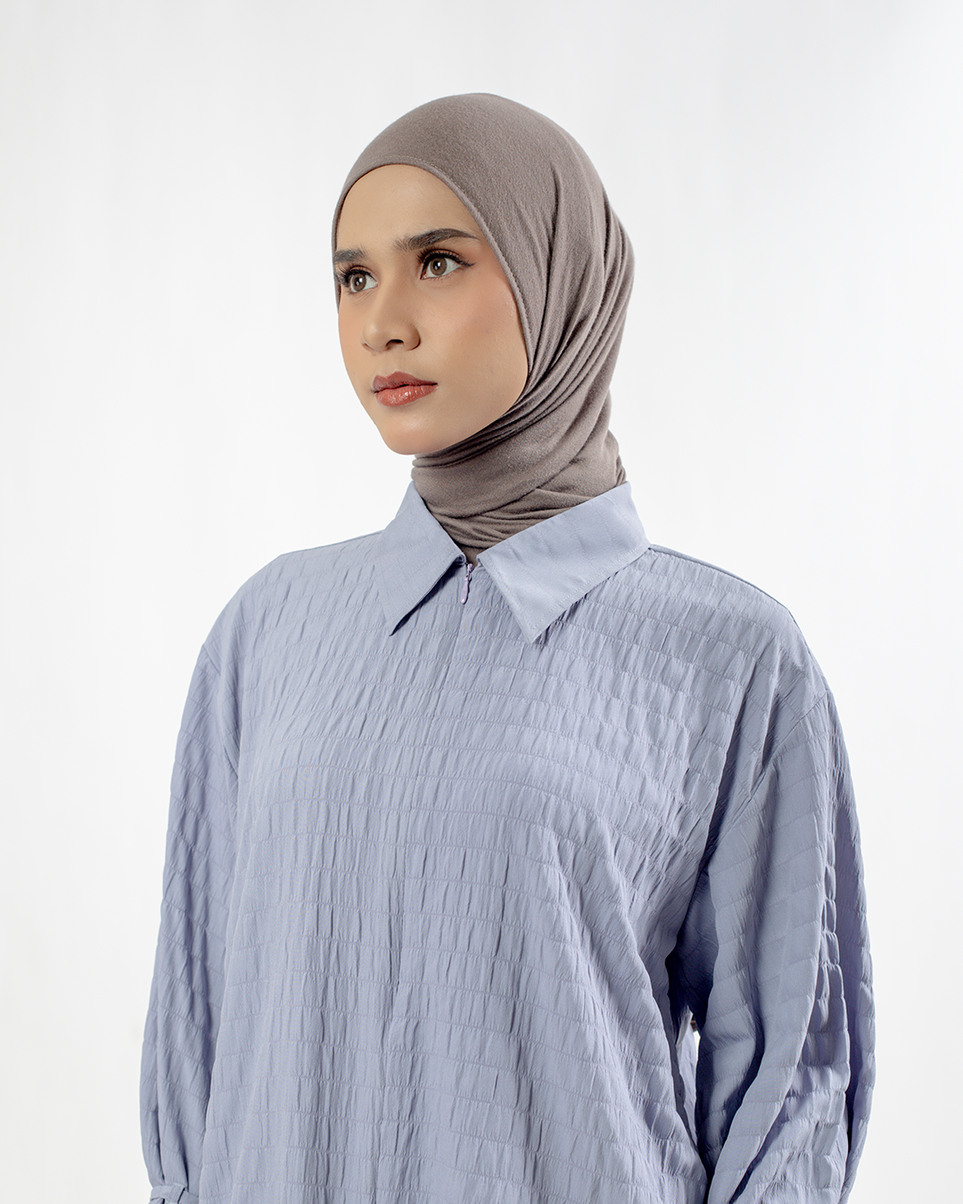 M Tunic Flare Wrinkled Stripe - Light Denim