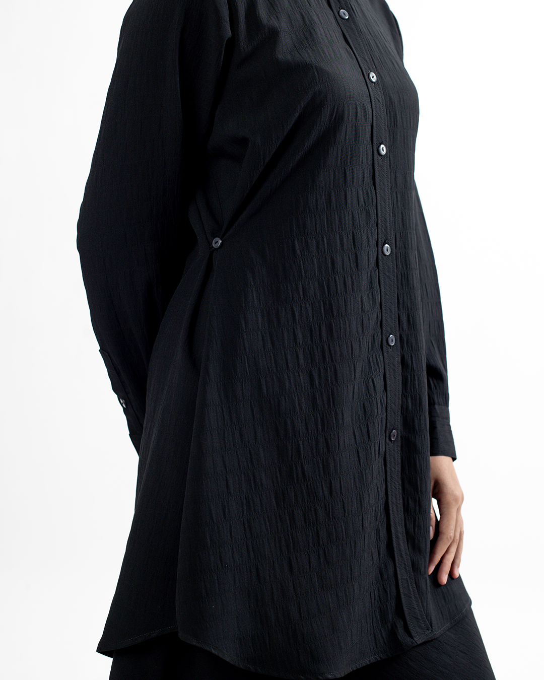 M Tunic Wrinkled Stripe - Black