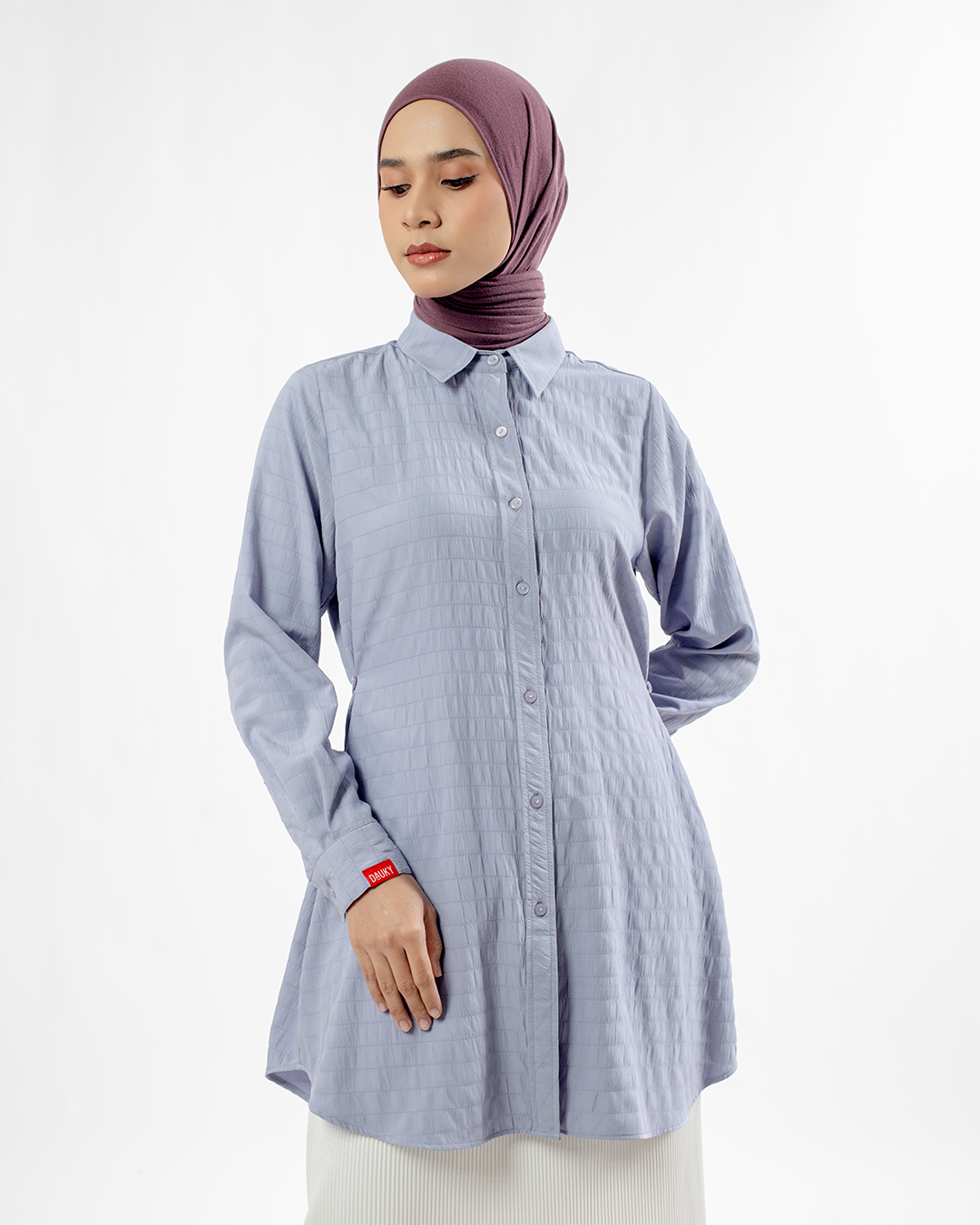 M Tunic Wrinkled Stripe - Light Denim