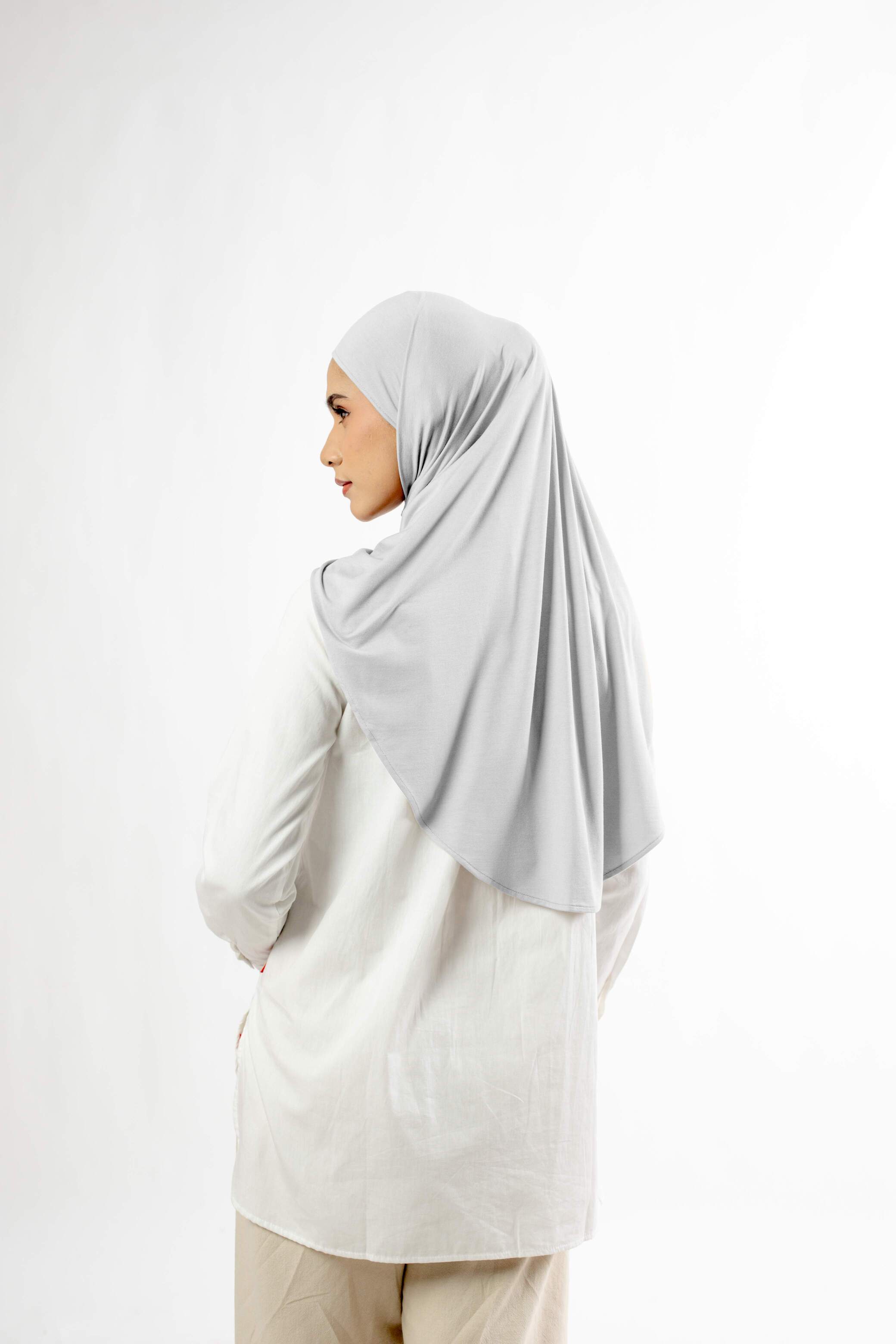Small String Instant Hijab - Silver Grey