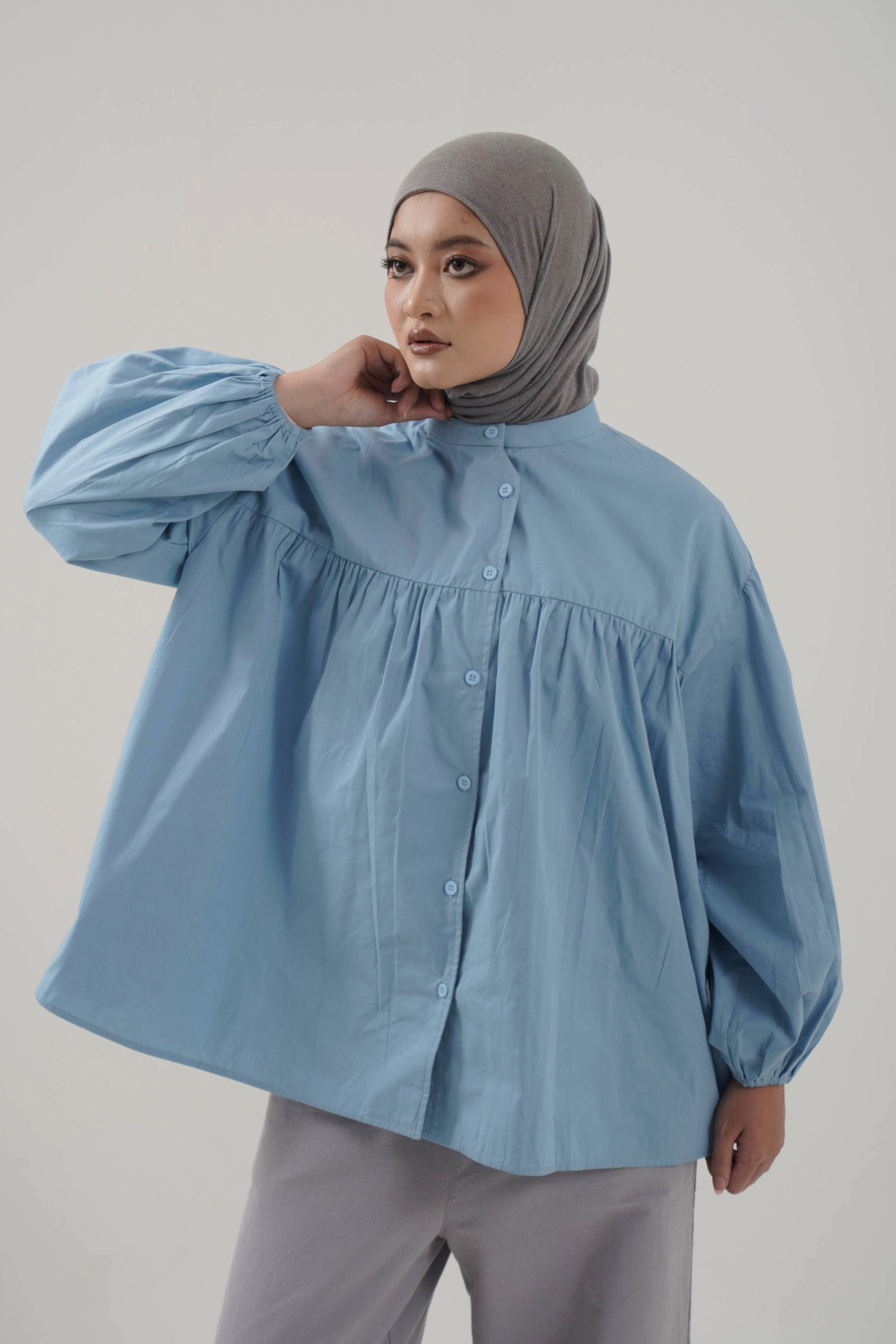 S TUNIC FRILL POPLIN