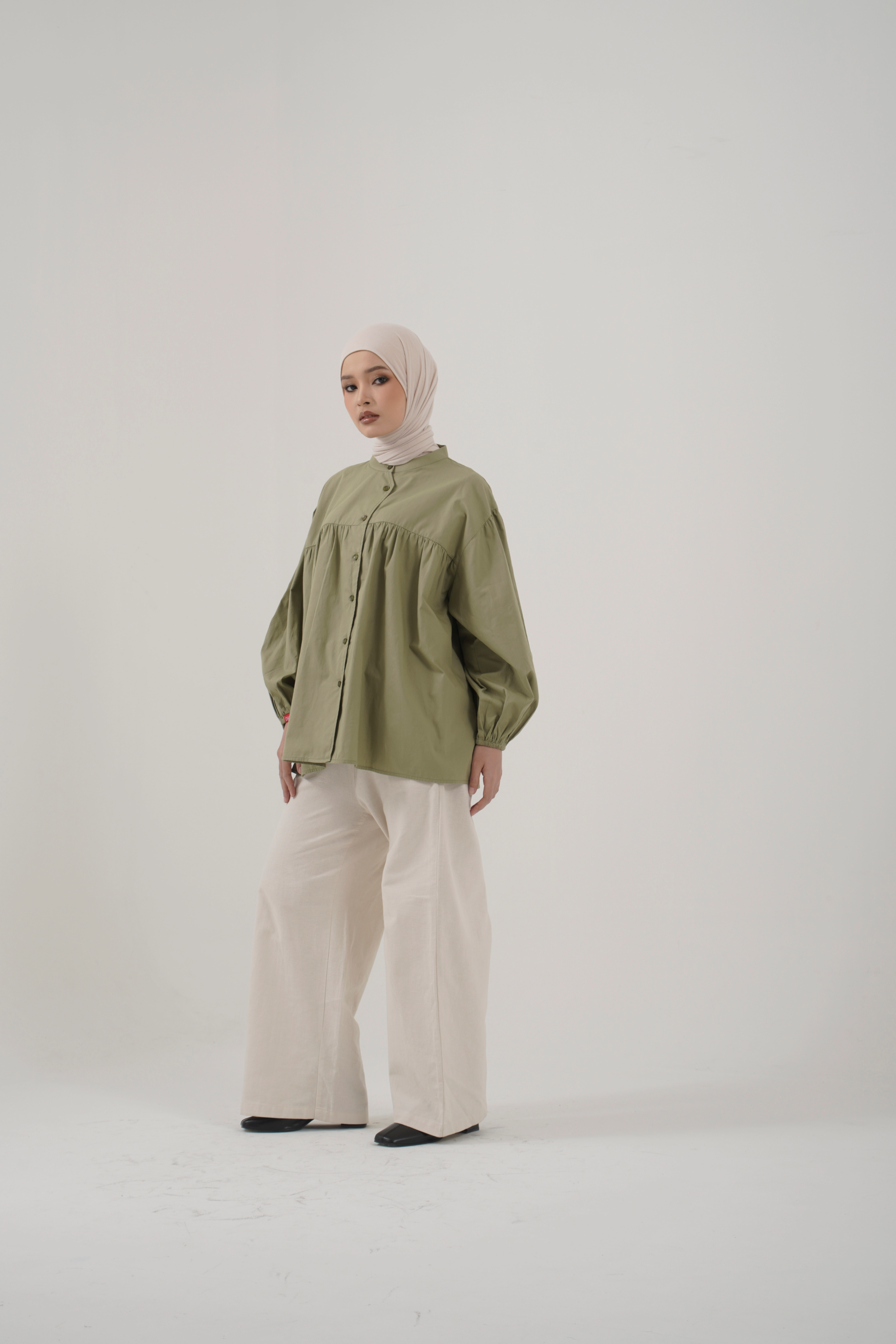 S TUNIC FRILL POPLIN