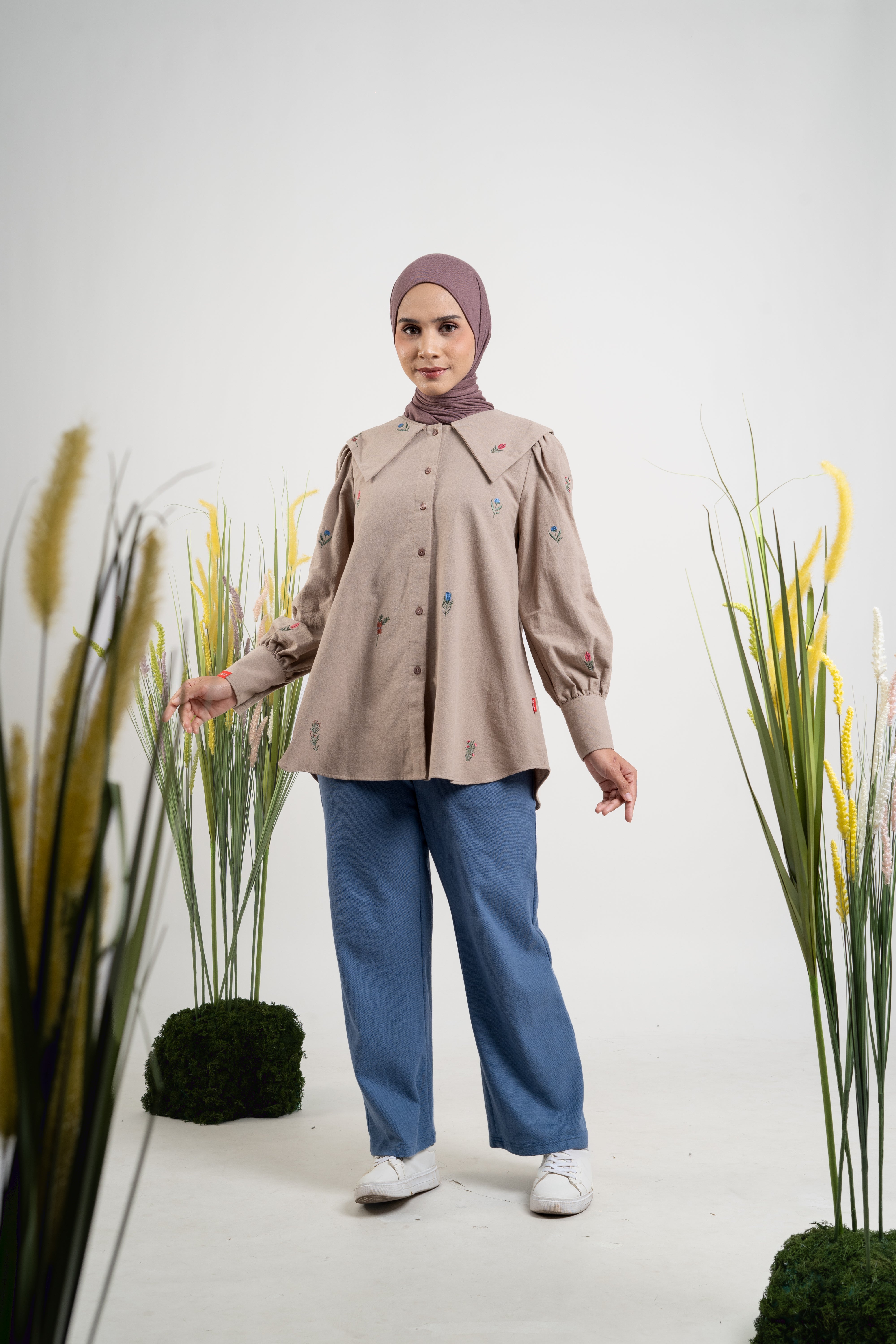 M Tunic Flower Melbourne - Khaky