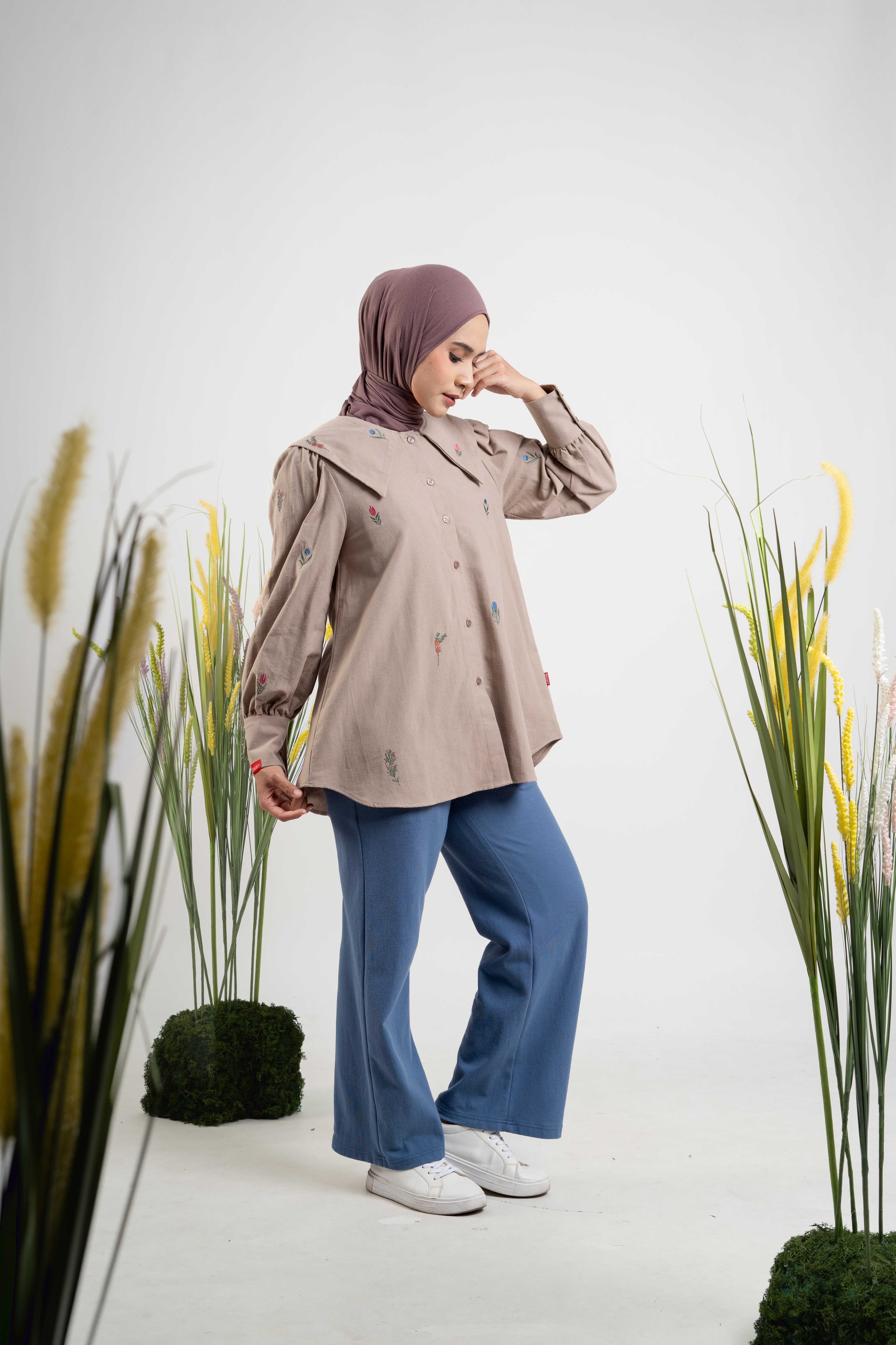 M Tunic Flower Melbourne - Khaky