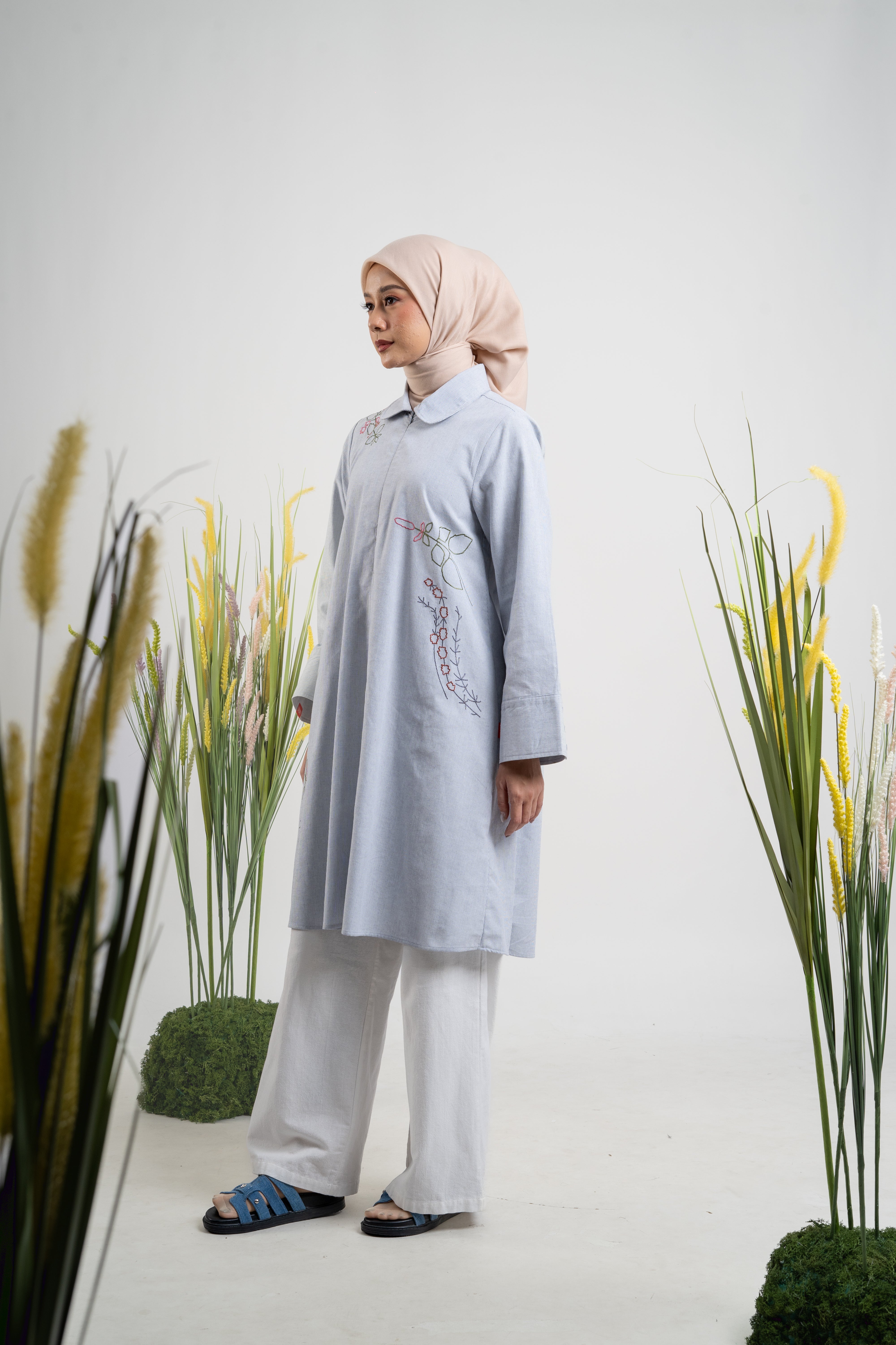 L Tunic Wild Flower - Silver Grey