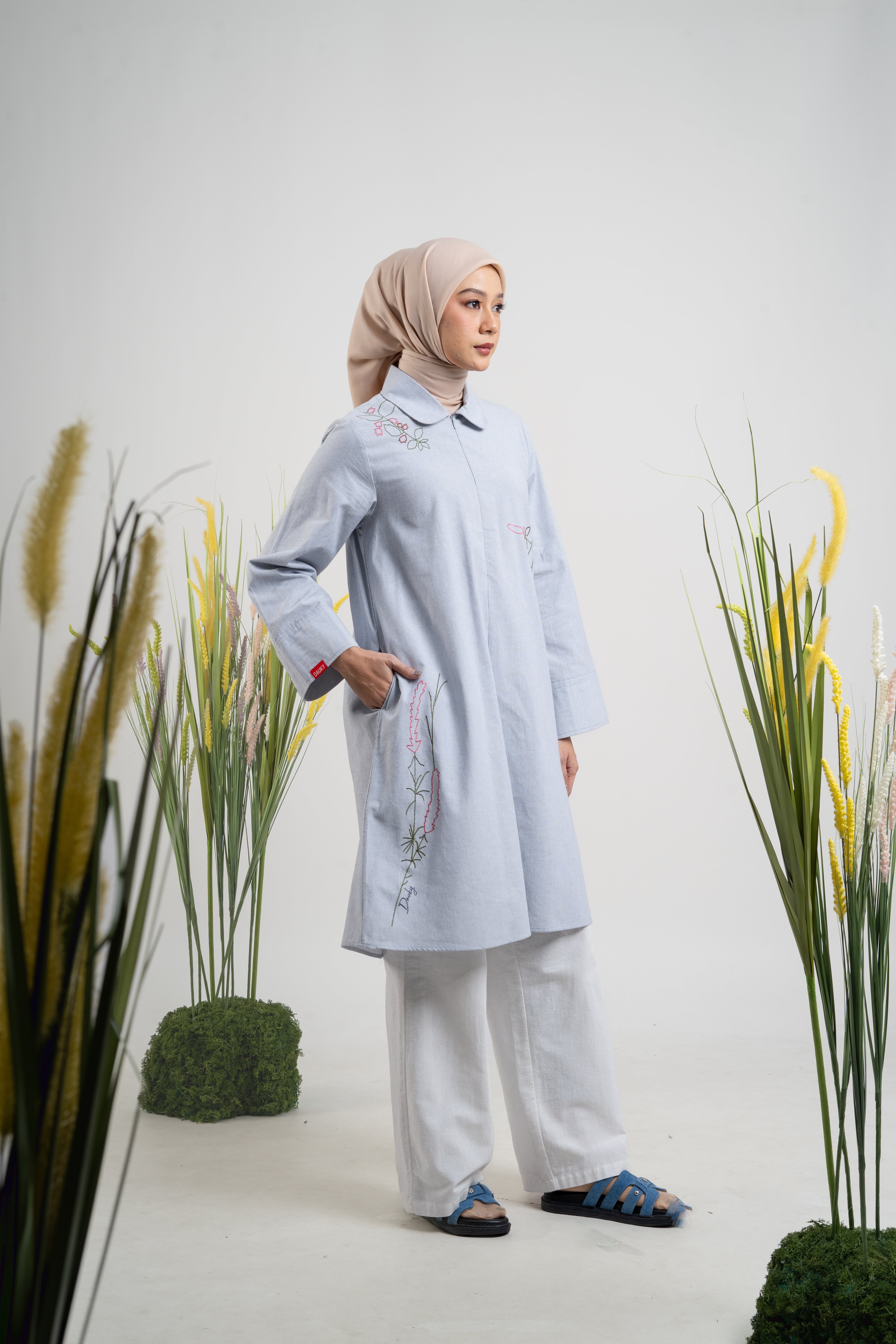 L Tunic Wild Flower - Silver Grey