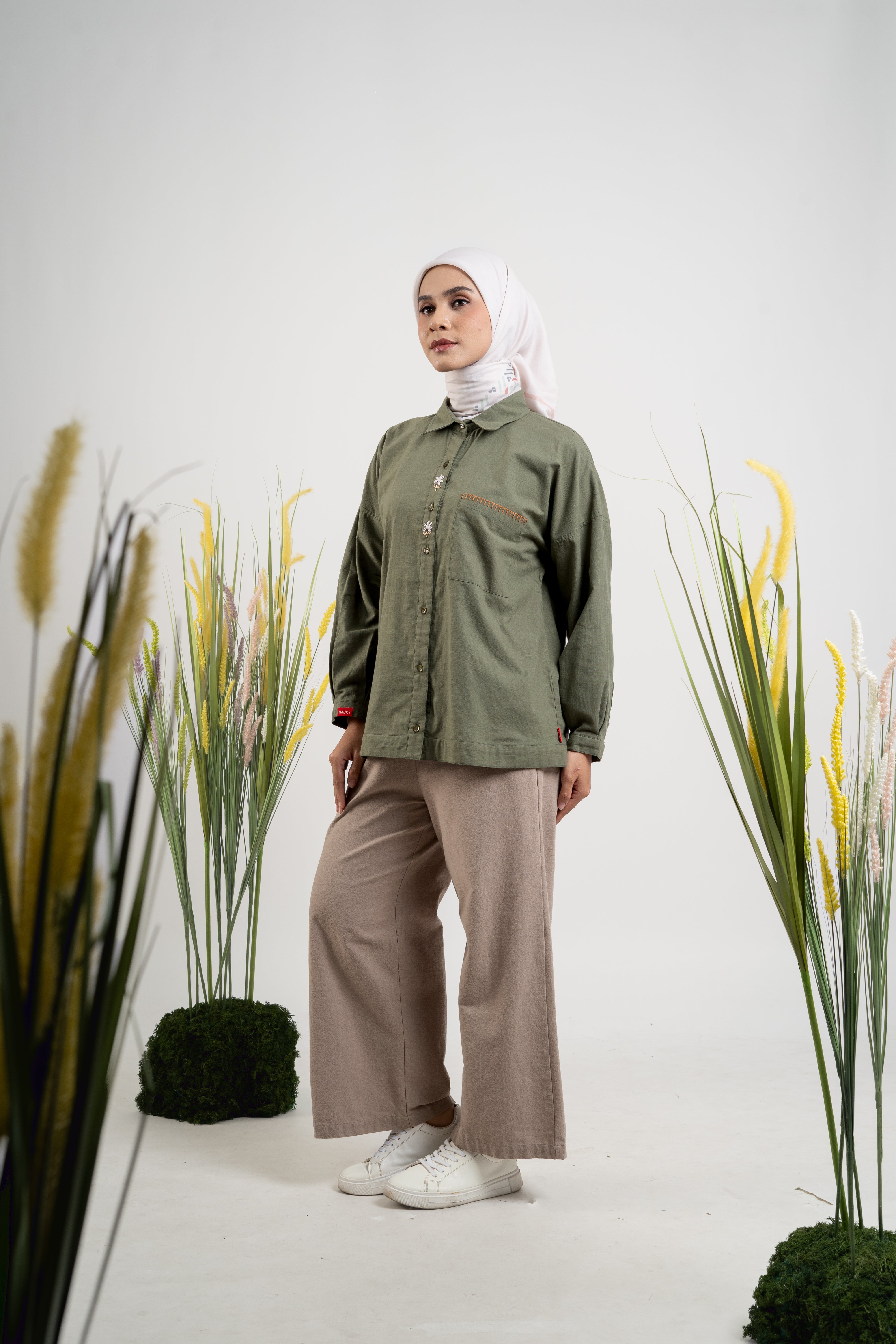 M TUNIC LINEN STITCH - ARMY