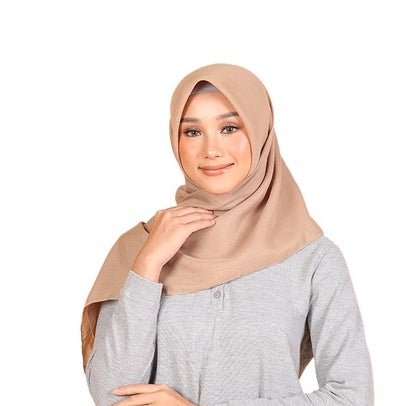 Dauky Hijab Segiempat Kerudung Polos Basic Voal Scarf - Coklat