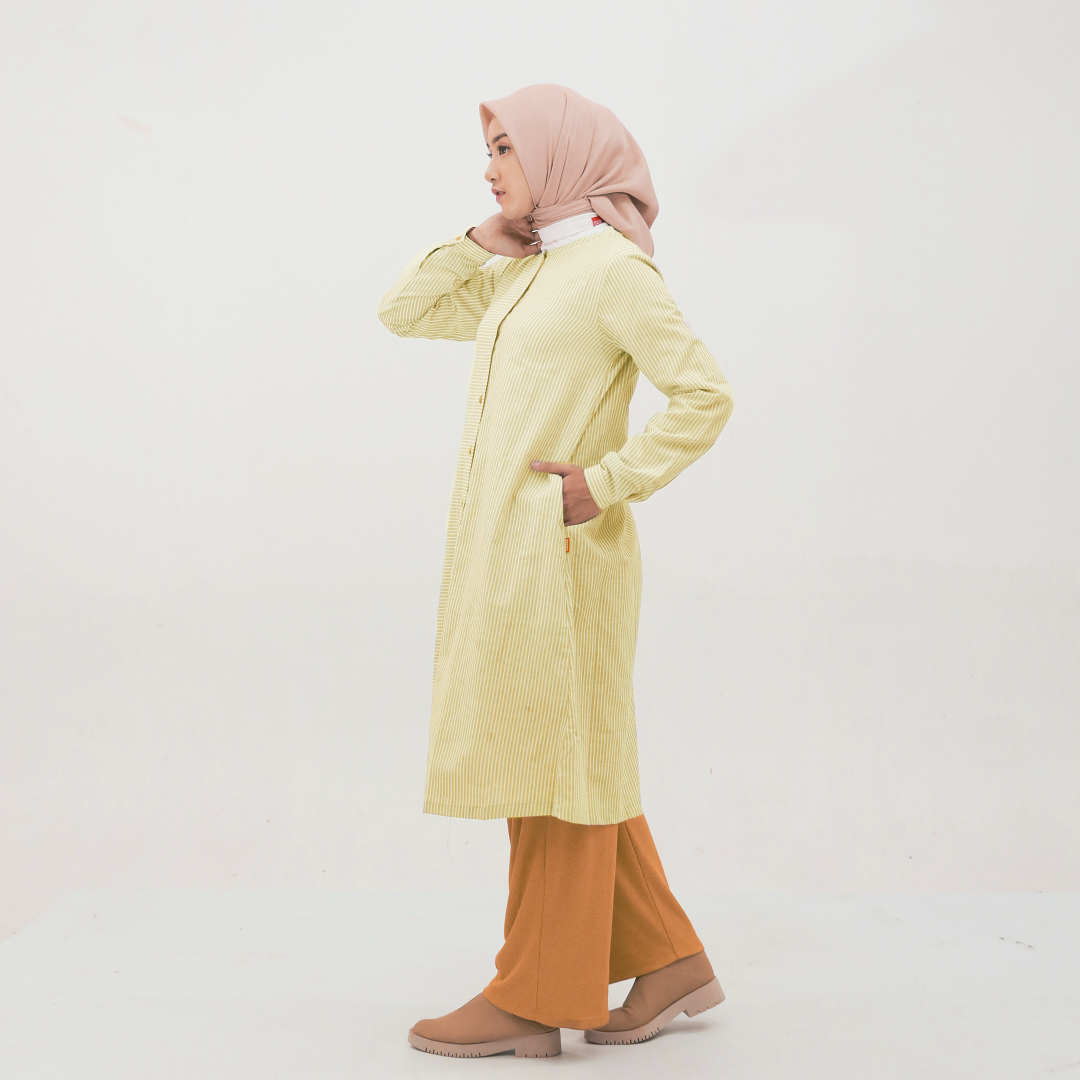 Dauky Atasan Wanita L Tunik Basic Stripe Smart Tunic Collection - Kuning