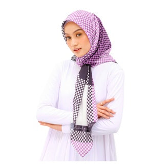 DAUKY Hijab Segiempat Kerudung Tartanian Scarf - Lylac