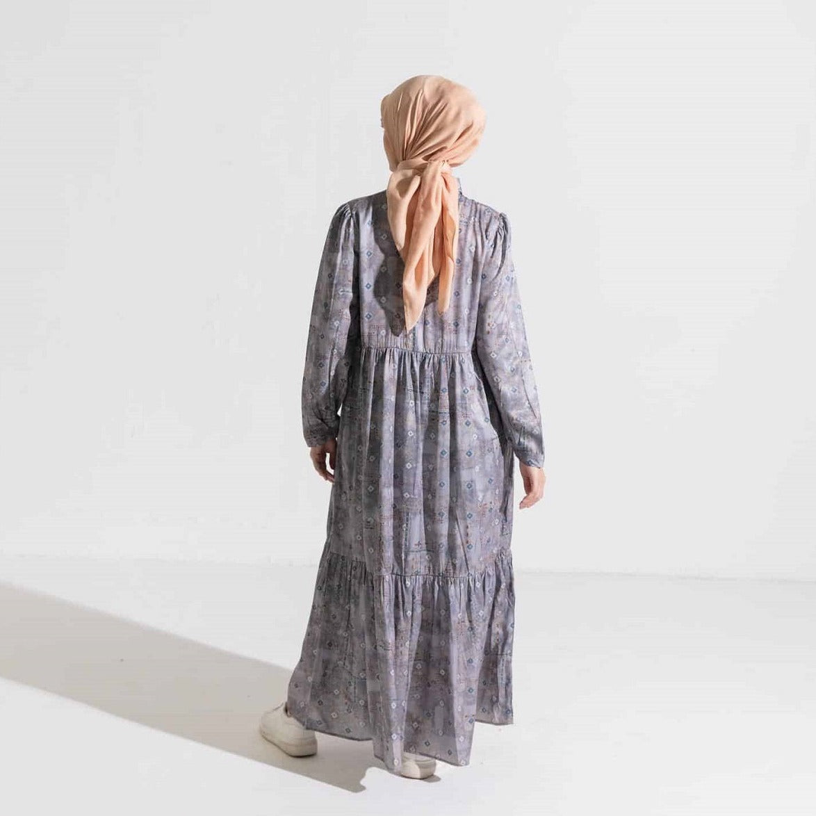 Dress Wanita Muslim Dauky Gamis L Dress Bohe Series - Silvergrey