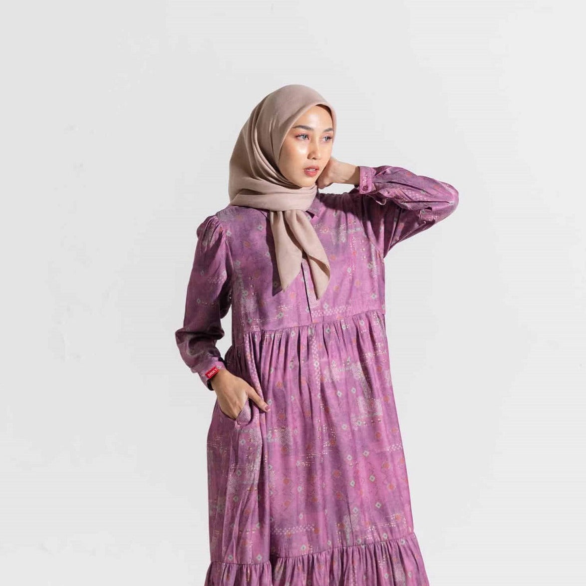 Dress Wanita Muslim Dauky Gamis L Dress Bohe Series - Burgundy