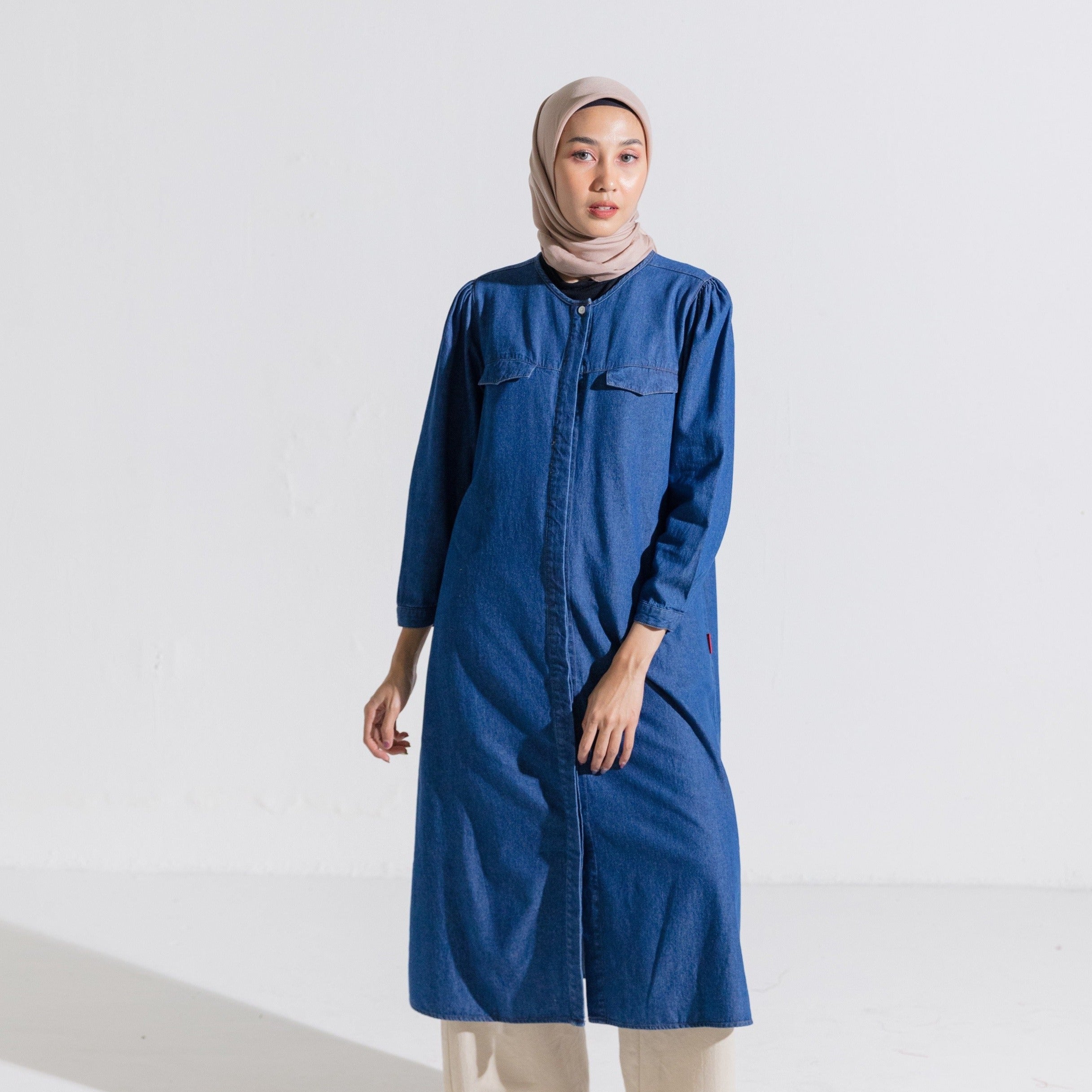 Dress denim outlet wanita