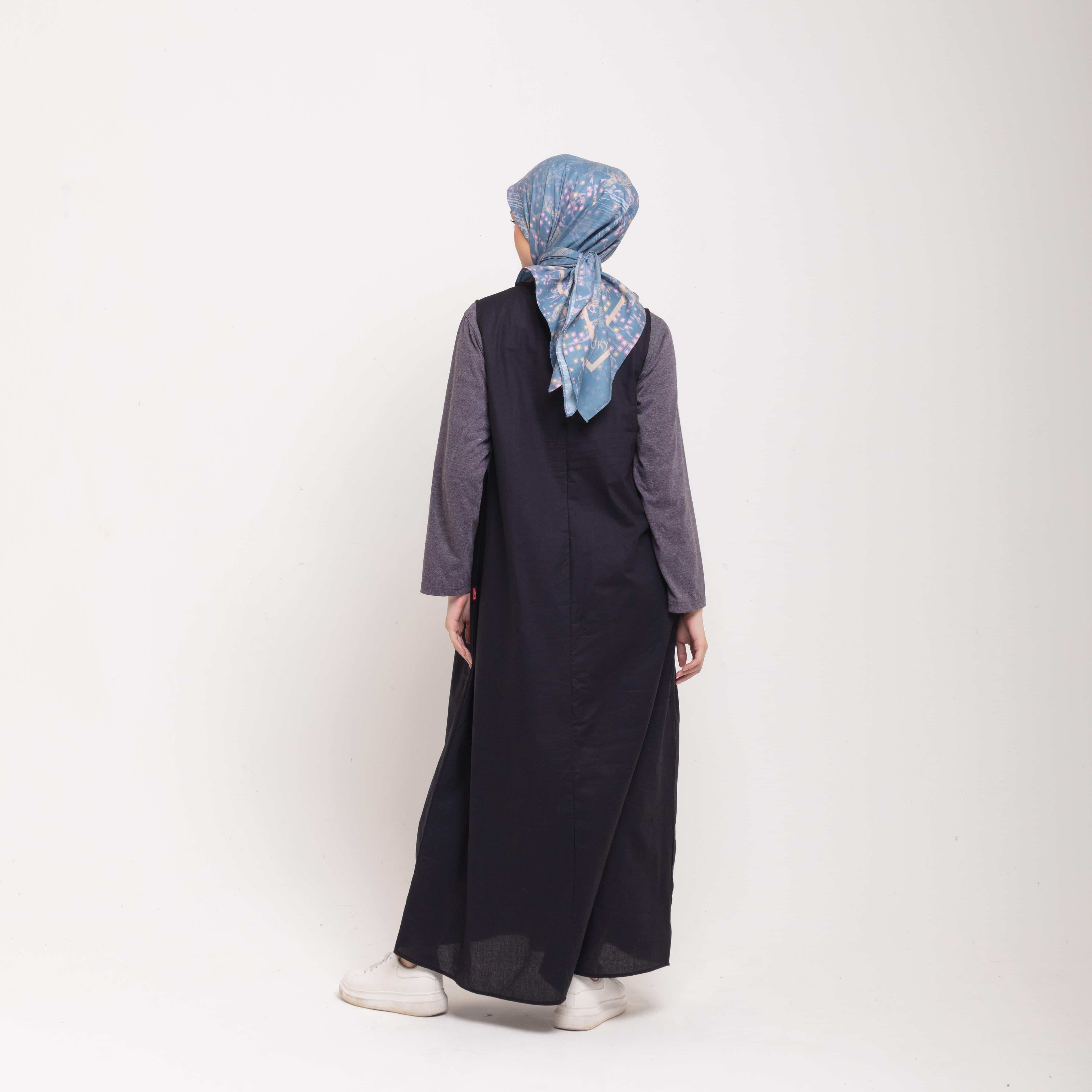 Dress Wanita Muslim Dauky Inner Dress Sleeveless Ruffles - Hitam