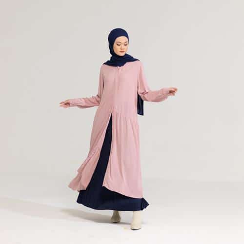 DAUKY Gamis M Dress Rayon Crinkle - Dusty Pink