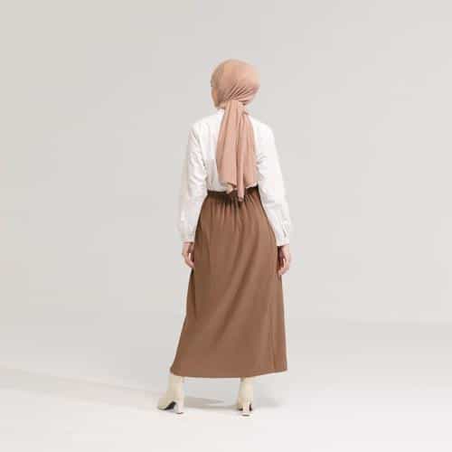DAUKY Bawahan Rok Long Skirt Hyget - Cokelat Milo