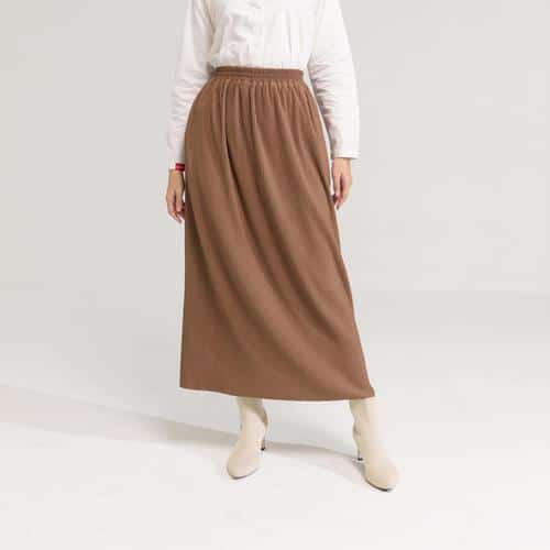 DAUKY Bawahan Rok Long Skirt Hyget - Cokelat Milo