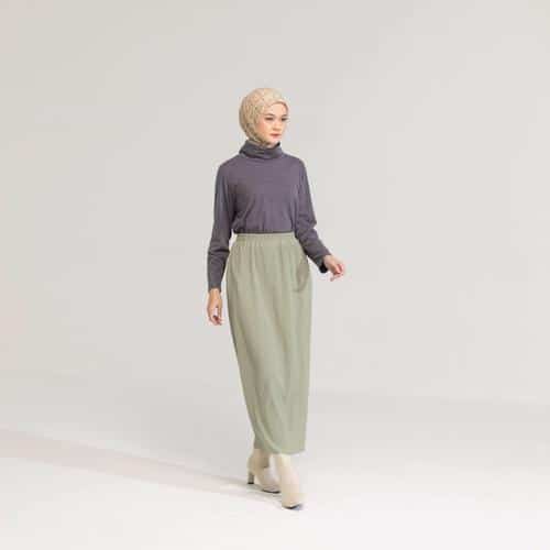 DAUKY Bawahan Rok Long Skirt Hyget - Sage Green