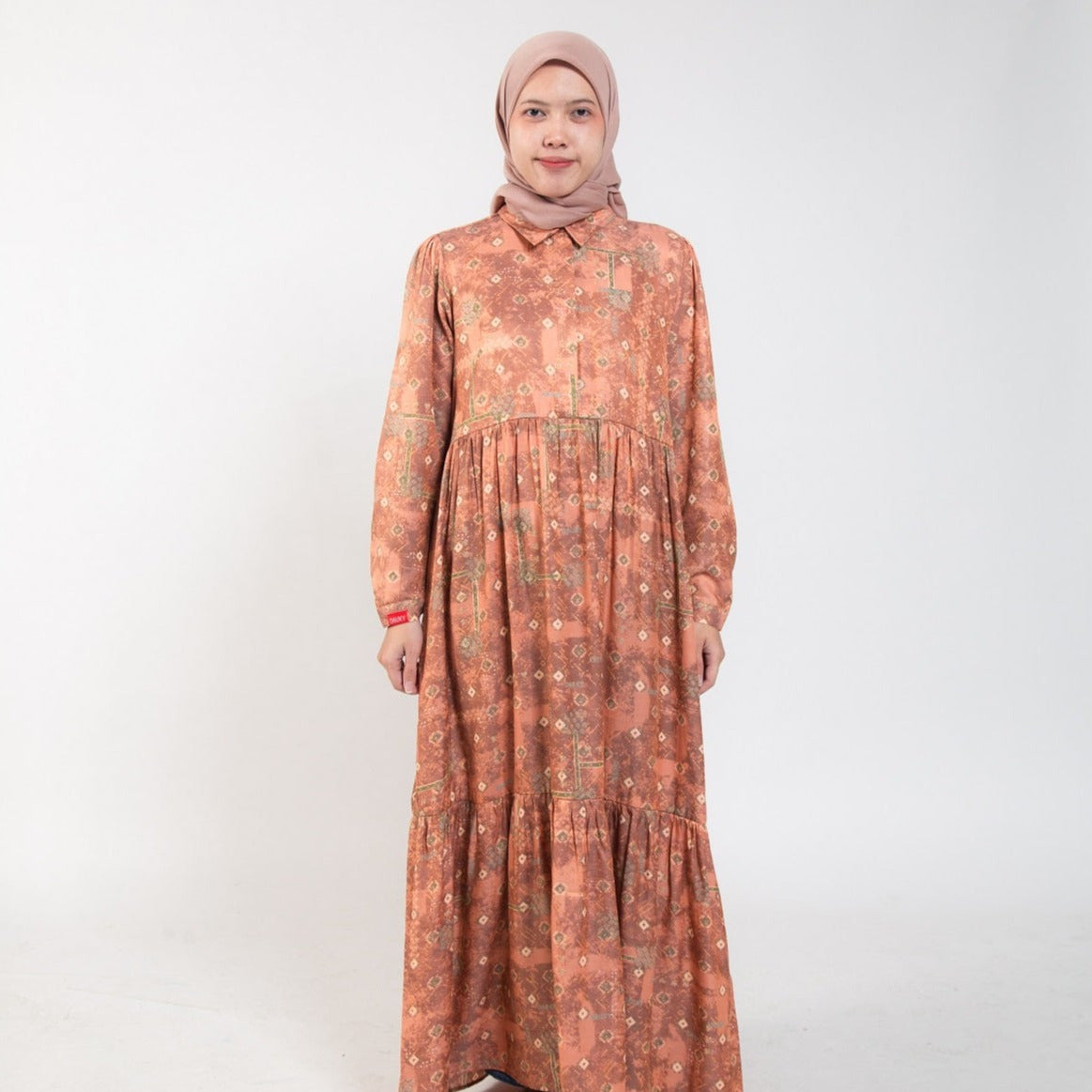 Dress Wanita Muslim Dauky Gamis L Dress Bohe Series - Teracotta