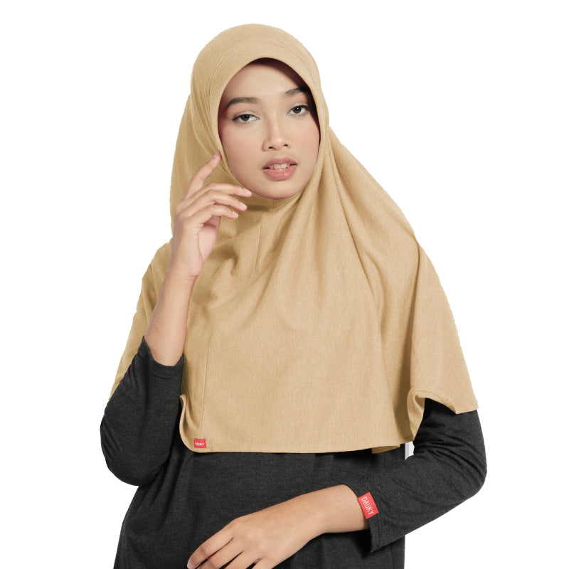 Dauky Hijab Bergo Jilbab Instant Basic Polos Kaos Riri - Cream Fog