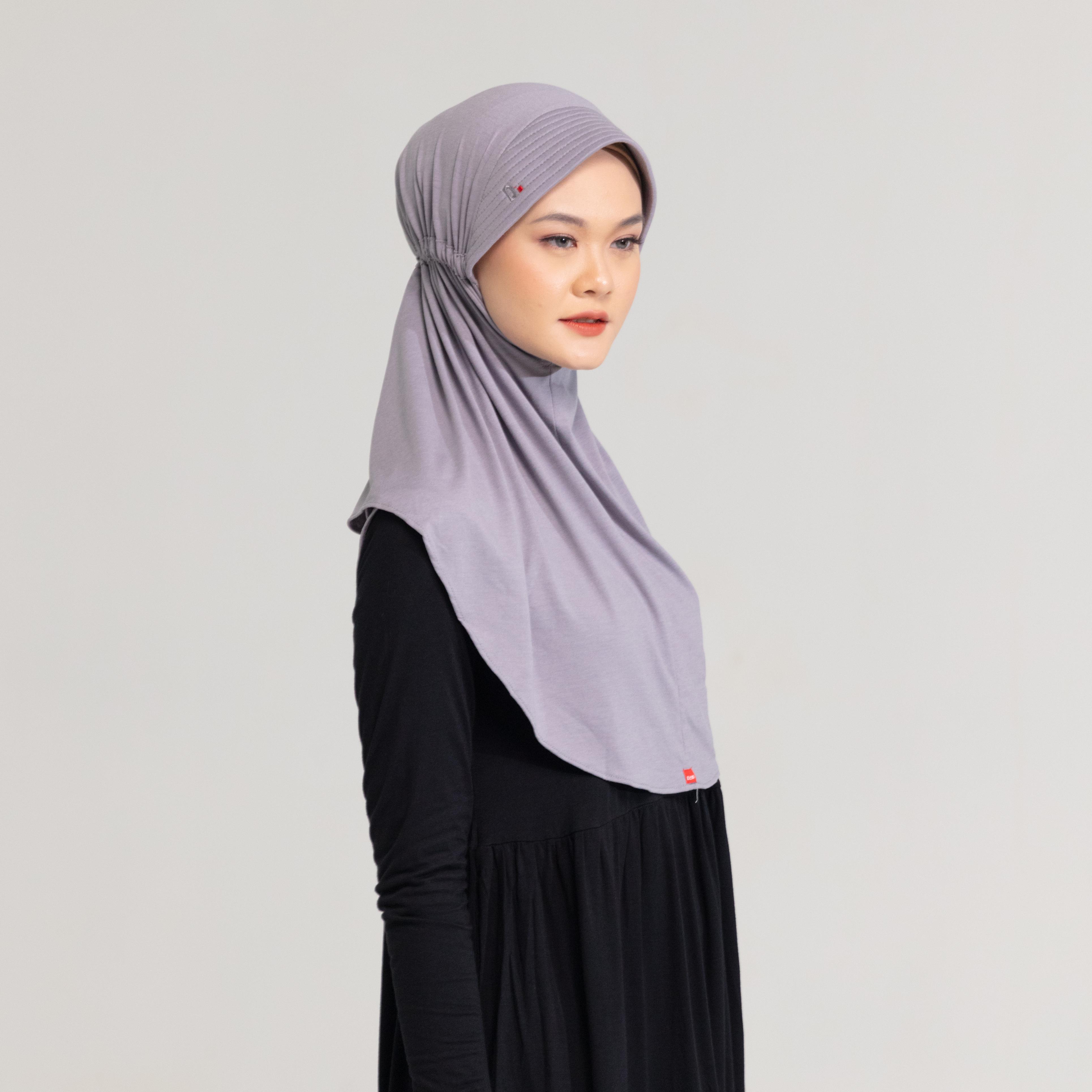 DAUKY -  Hijab Bergo Jilbab Basic Polos Kaos Rara - Abu Muda